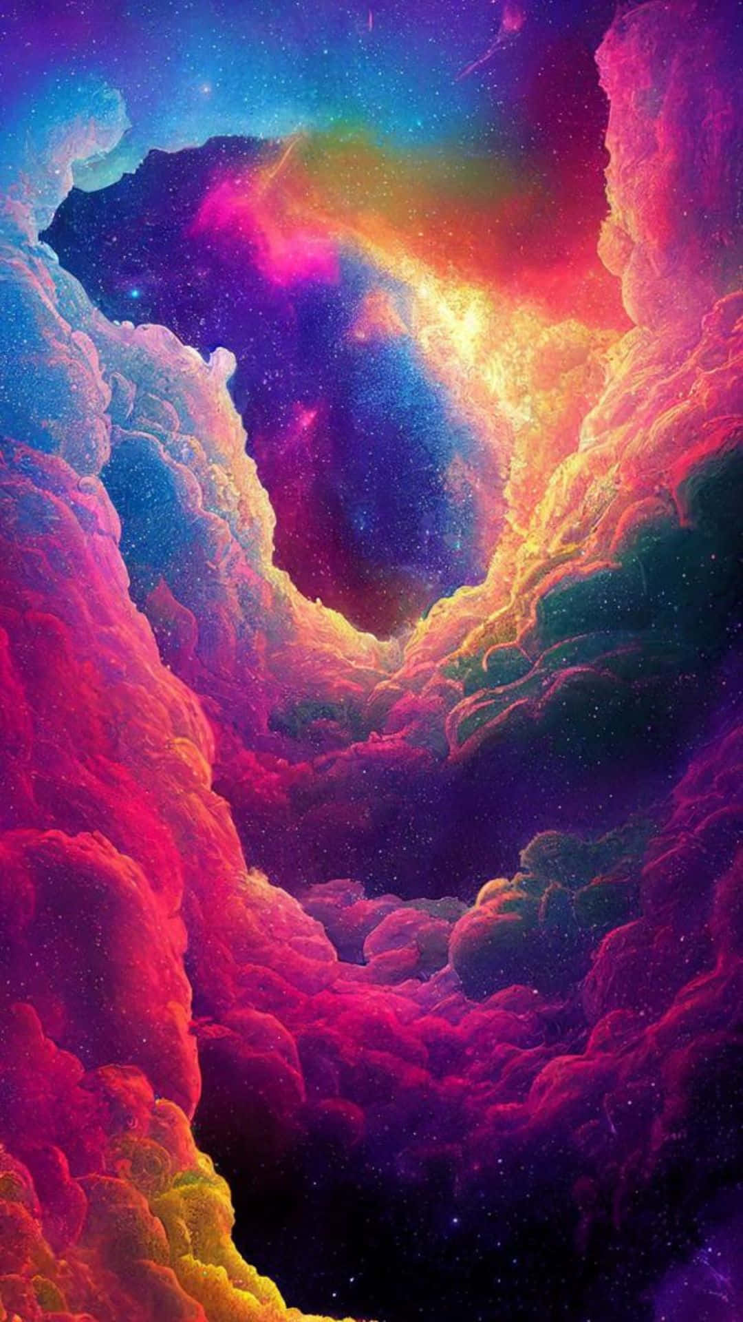 Trippy Sky, cosmic nebula, swirling clouds, Full HD Phone Wallpaper