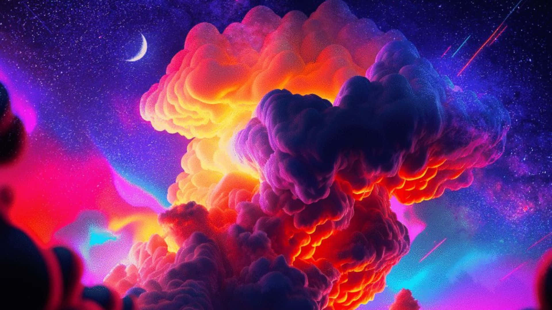 Trippy Sky, cosmic nebula, fiery orange, Full HD Desktop Wallpaper