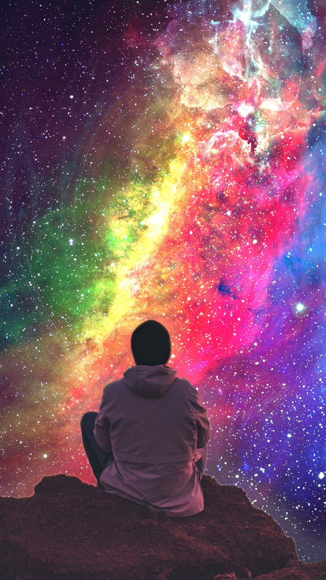 Trippy Sky, cosmic nebula, rainbow colors, Full HD Phone Wallpaper