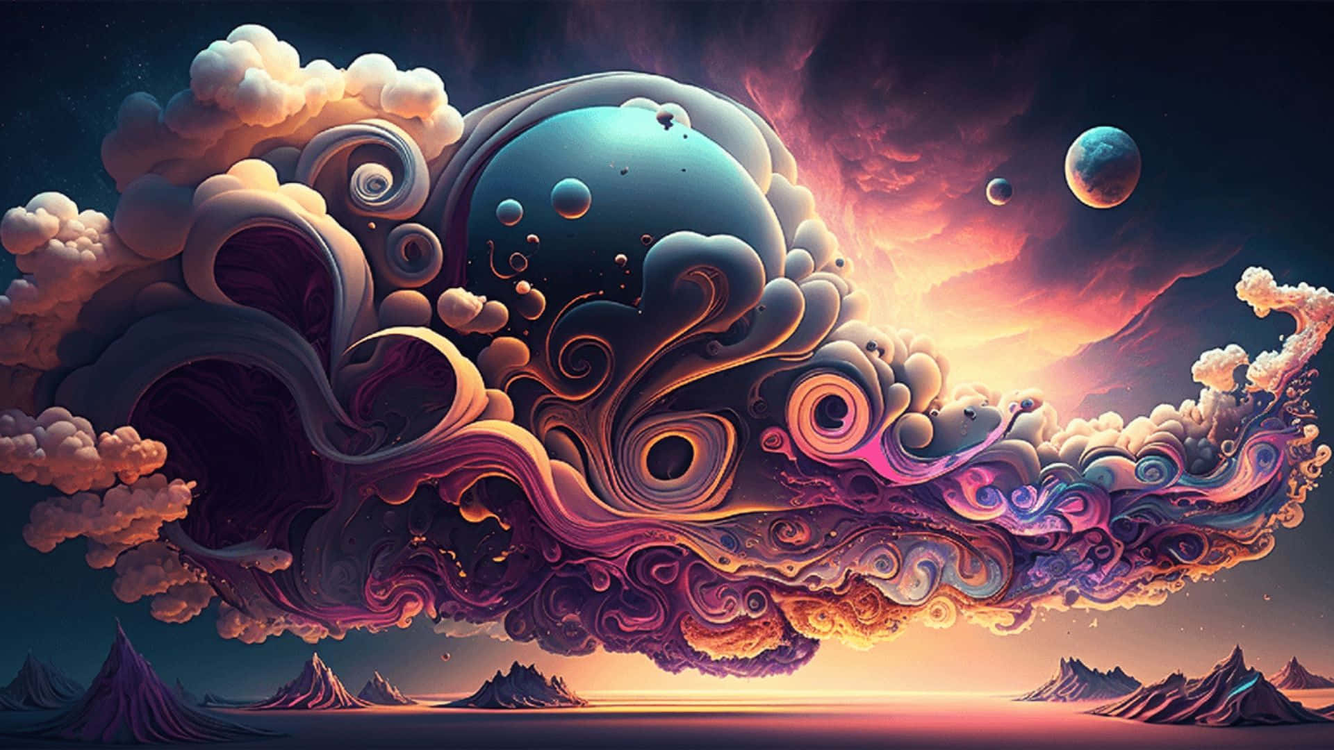Trippy Sky, vibrant purples, oranges, Full HD Desktop Wallpaper