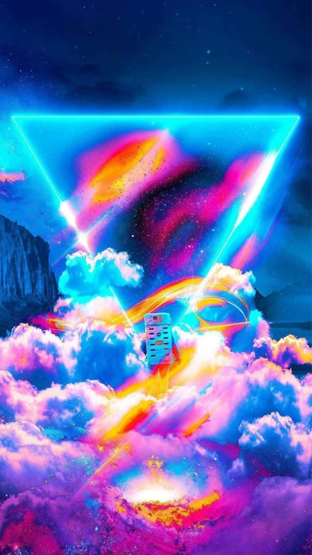 Trippy Sky, neon triangle, cosmic vortex, Full HD Phone Wallpaper