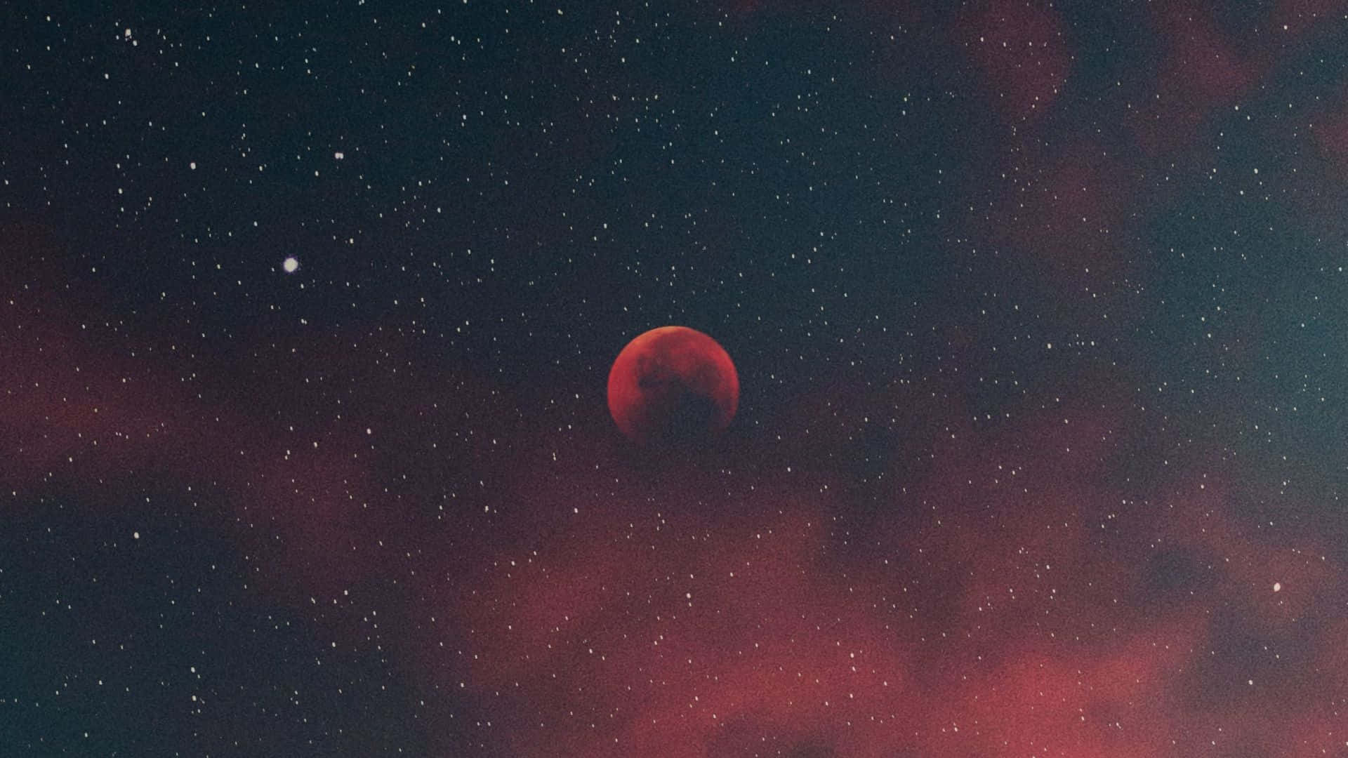 blood red moon, starry night sky, swirling crimson nebulae, Full HD Desktop Wallpaper