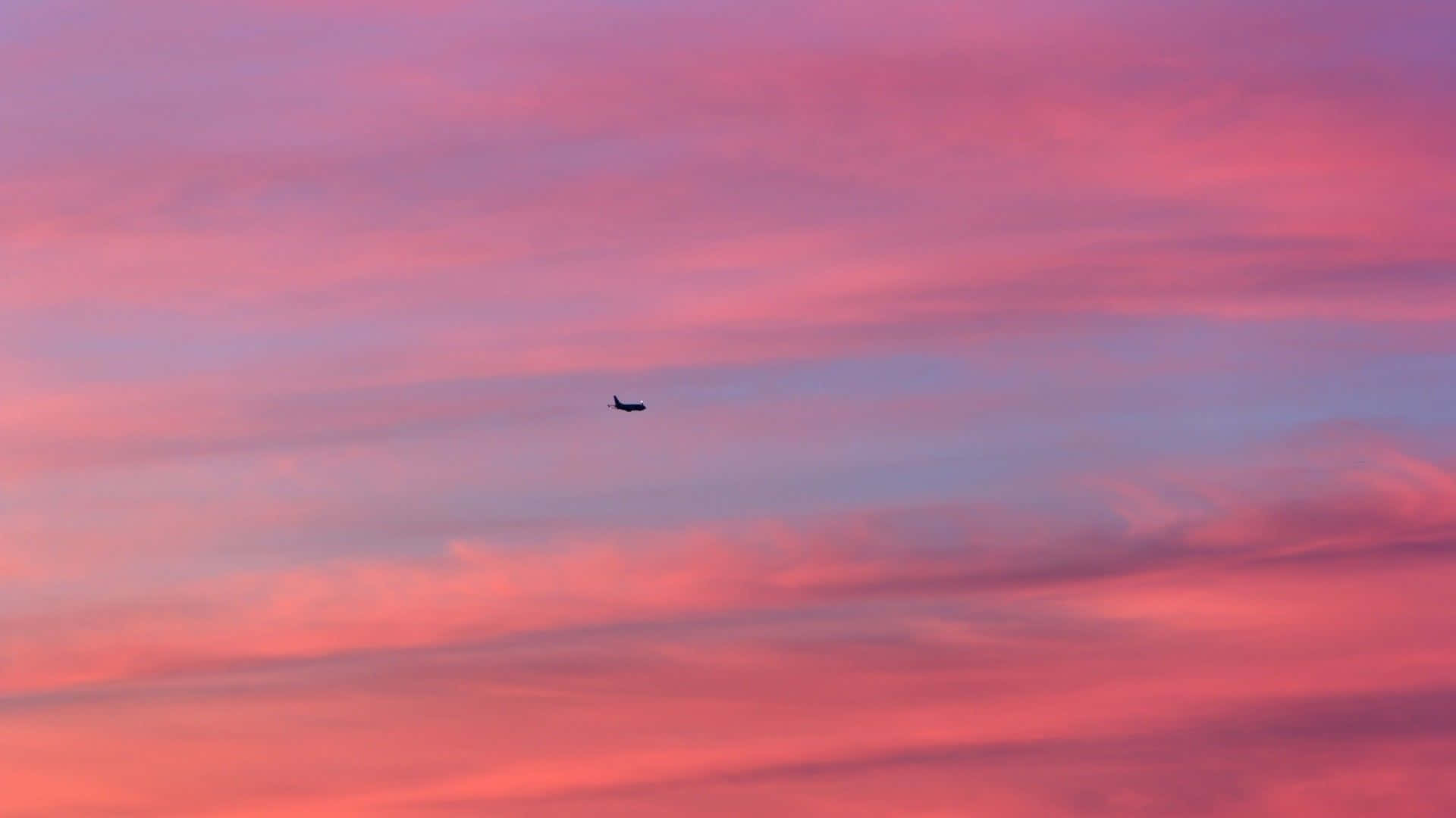 minimalist sky, pink and purple sunset, streaked clouds, Full HD Desktop Wallpaper