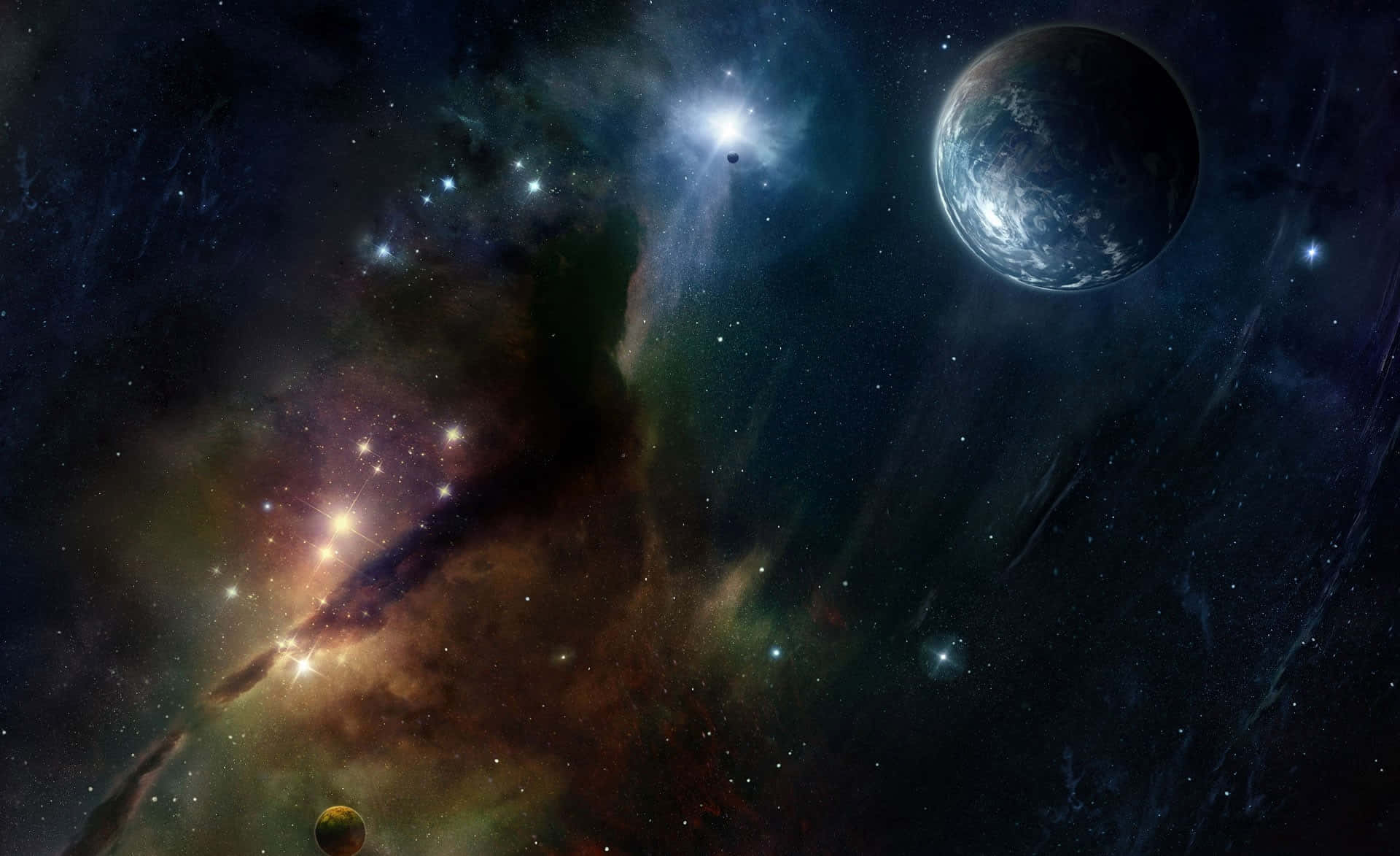 Trippy Space, nebula, orange and purple gas, Full HD Desktop Wallpaper