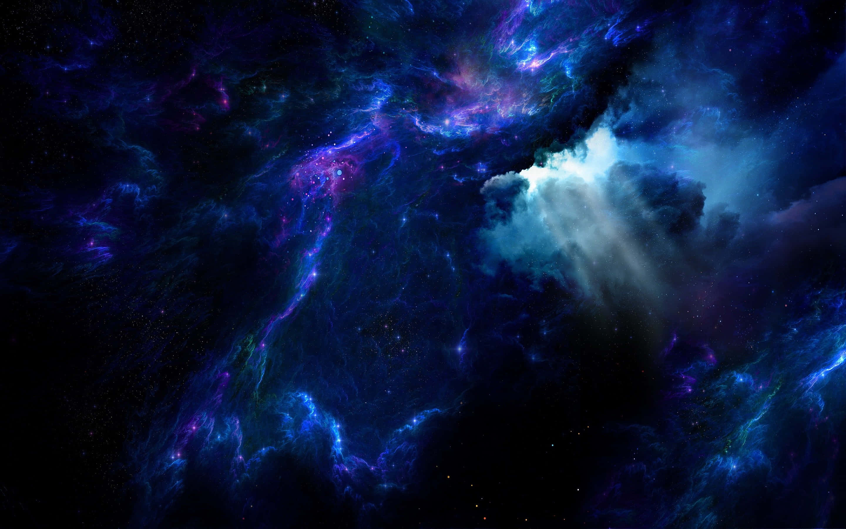 Trippy Space, cosmic nebula, deep blues, 2K Desktop Wallpaper