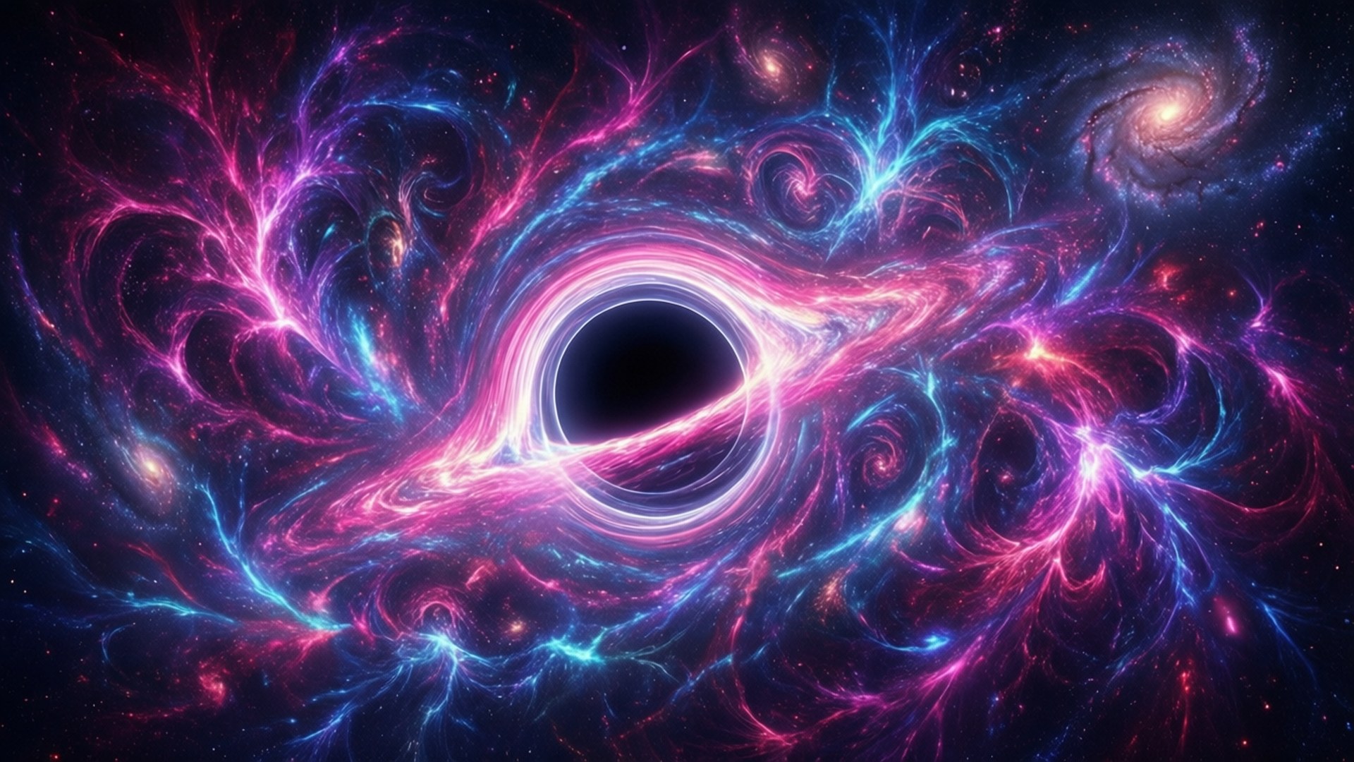 neon galaxy vortex, cosmic black hole, vibrant pink and blue nebulae, Full HD Desktop Wallpaper