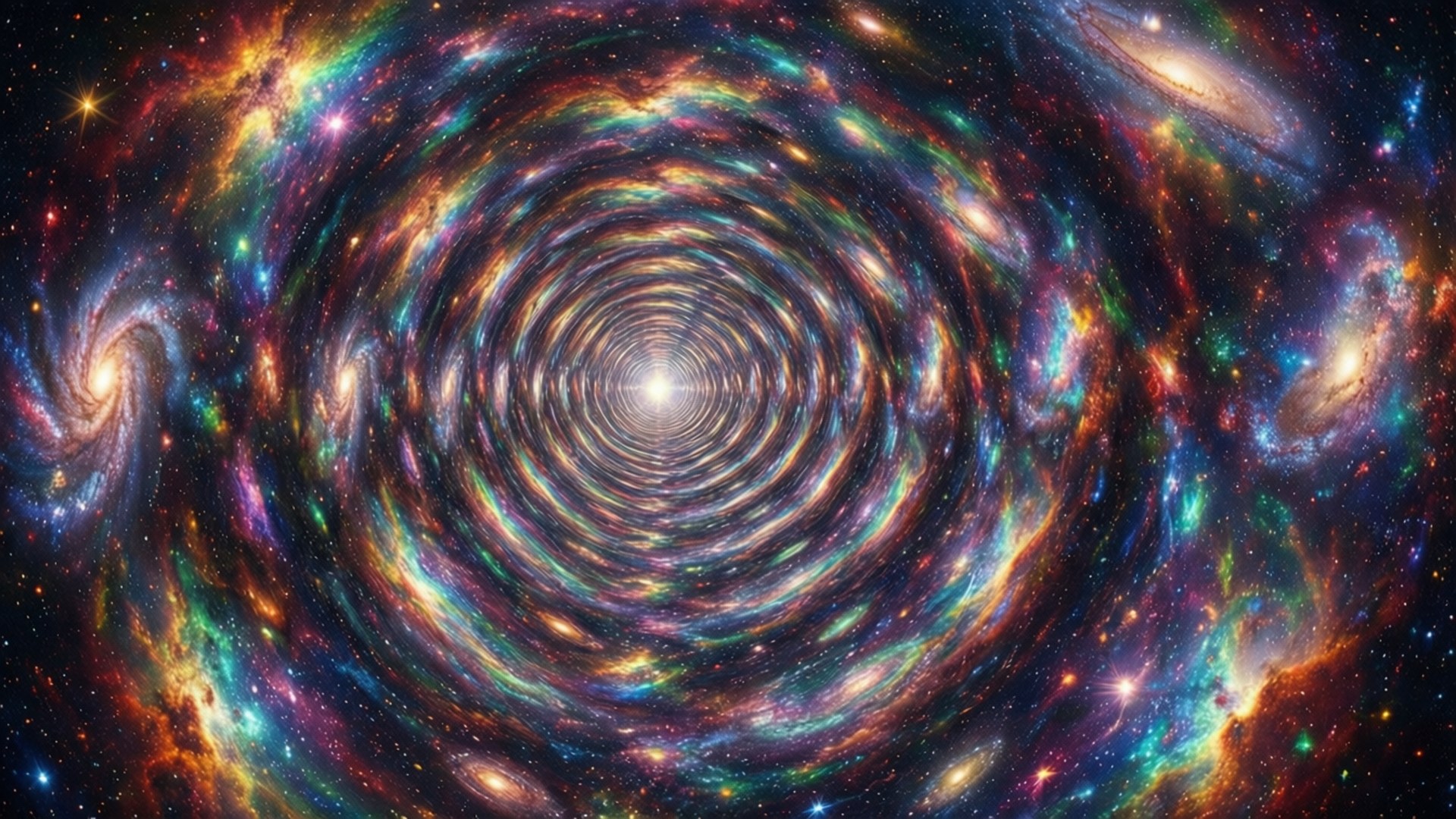 kaleidoscope galaxy tunnel, galaxies, stars, Full HD Desktop Wallpaper