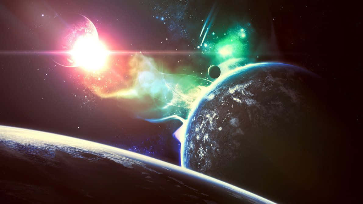 Trippy Space, cosmic scene, glowing star, SD Desktop Wallpaper