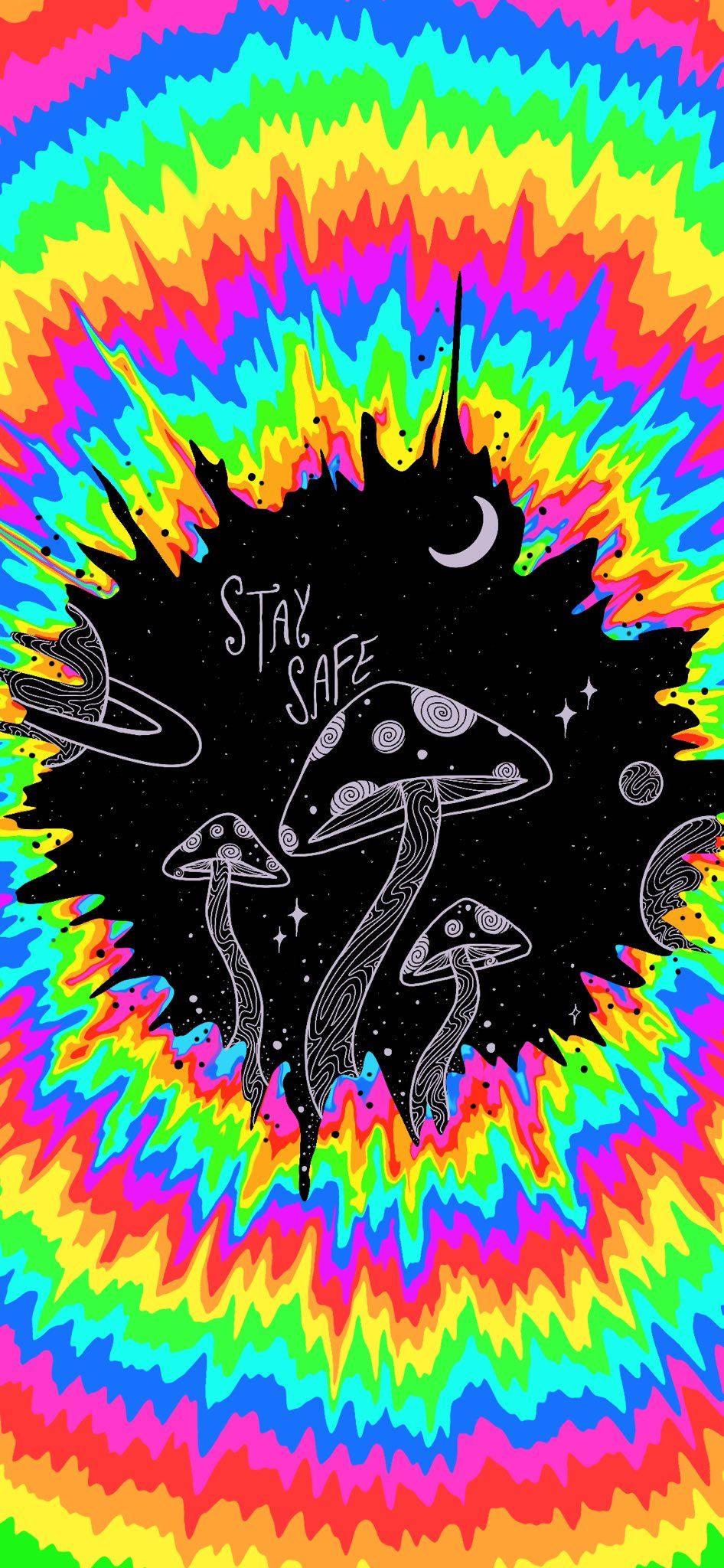 Trippy Phone, mushrooms, cosmic center, Full HD Phone Wallpaper