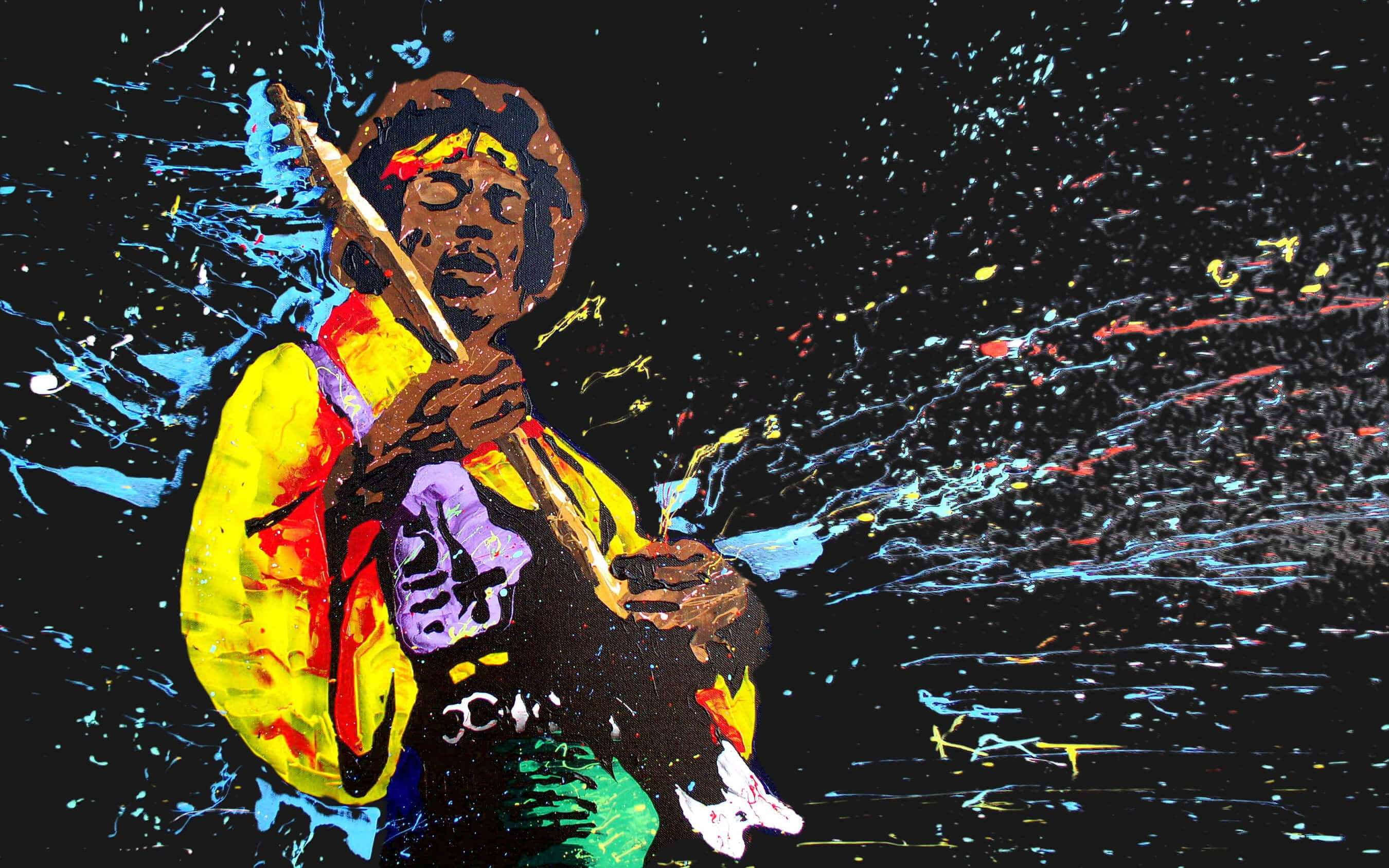 Trippy, musical journey, vibrant stylized musician, 2K Desktop Wallpaper