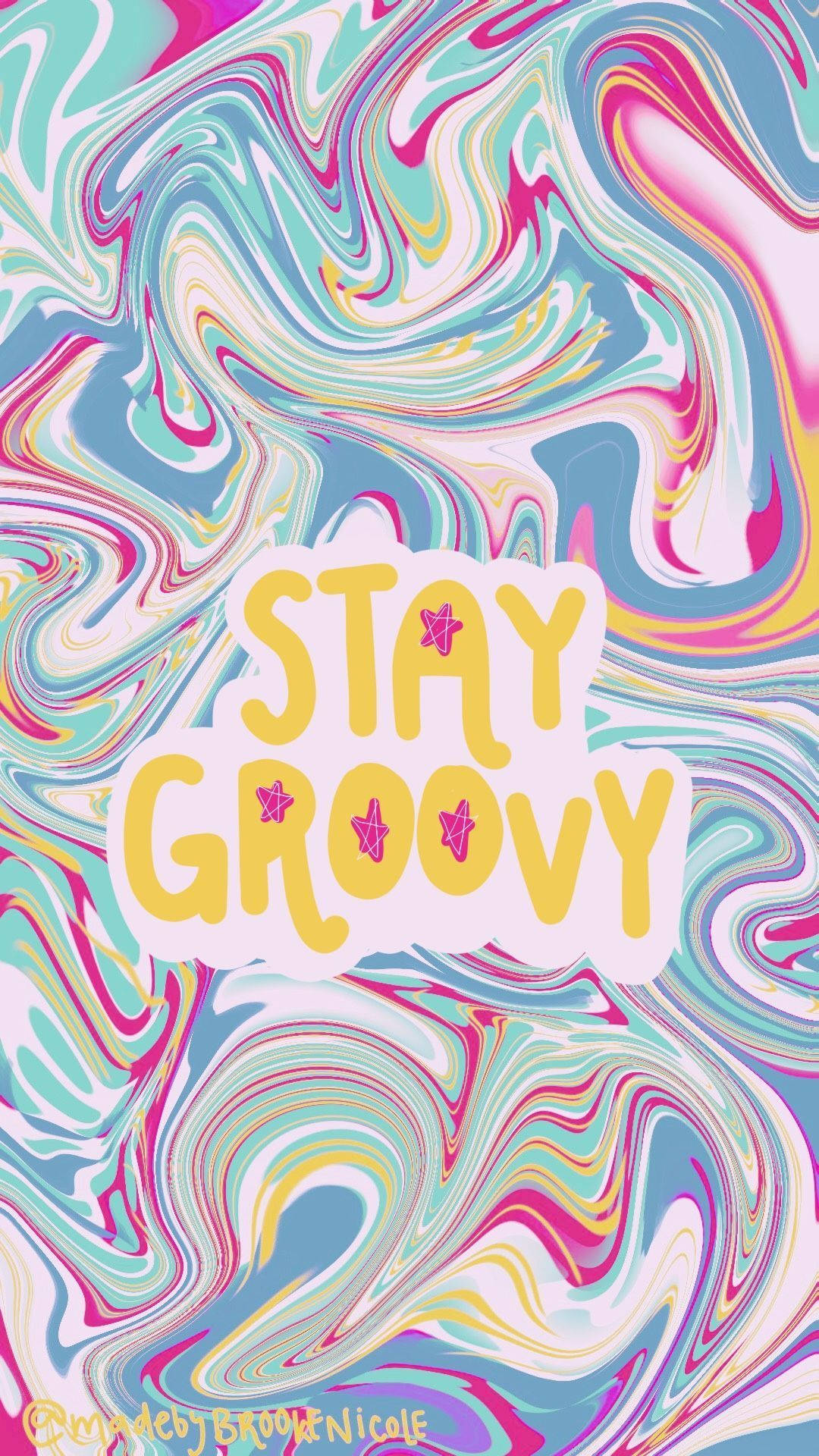 STAY GROOVY, rainbow marbled background, vibrant swirling psychedelic pattern, Full HD Phone Wallpaper