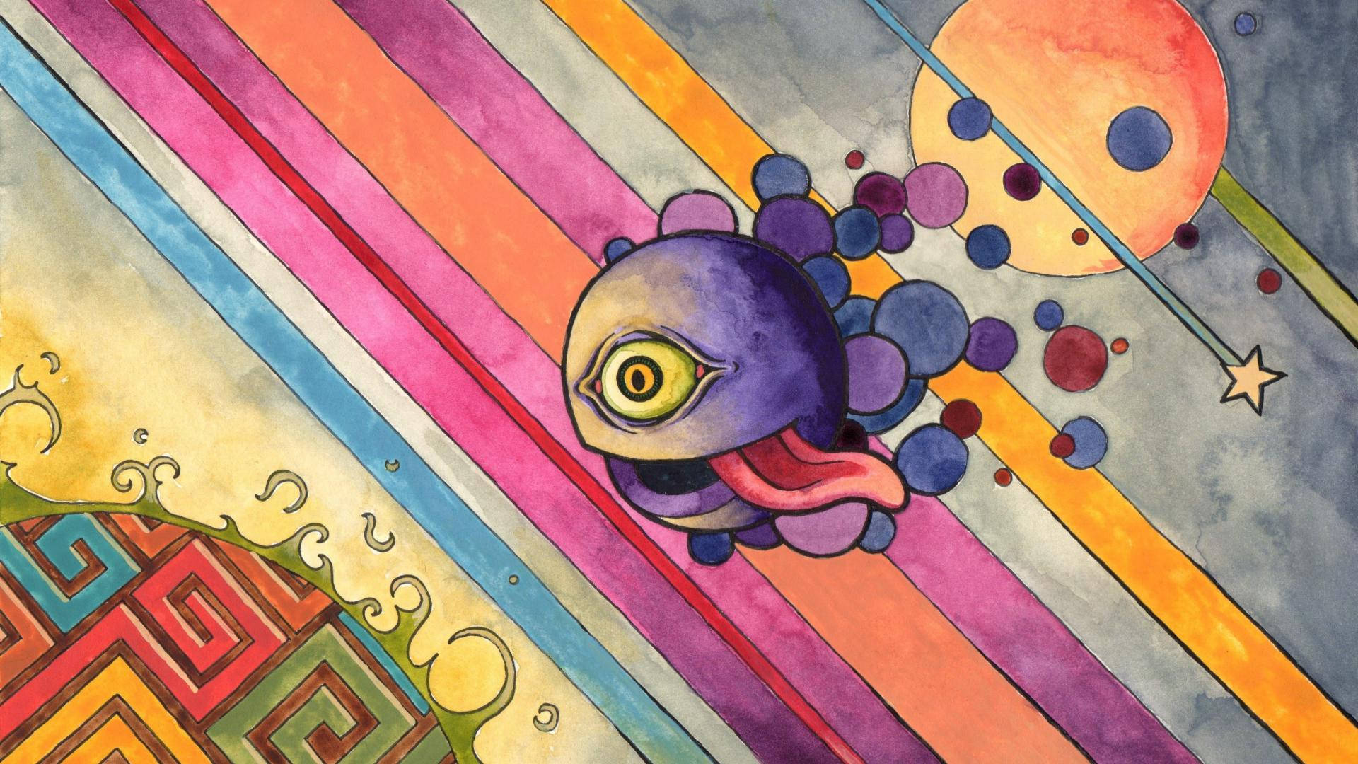 Trippy, purple, one-eyed creature, Full HD Desktop Wallpaper
