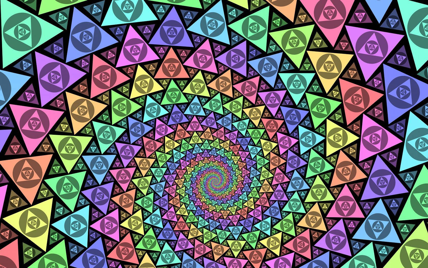 colorful triangles, spiral, hypnotic rainbow vortex, HD Desktop Wallpaper