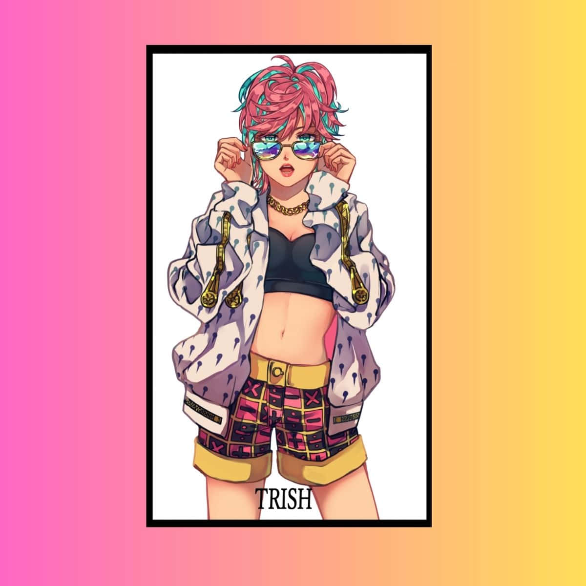 Trish Una, pink and teal hair, reflective sunglasses, SD Desktop Wallpaper