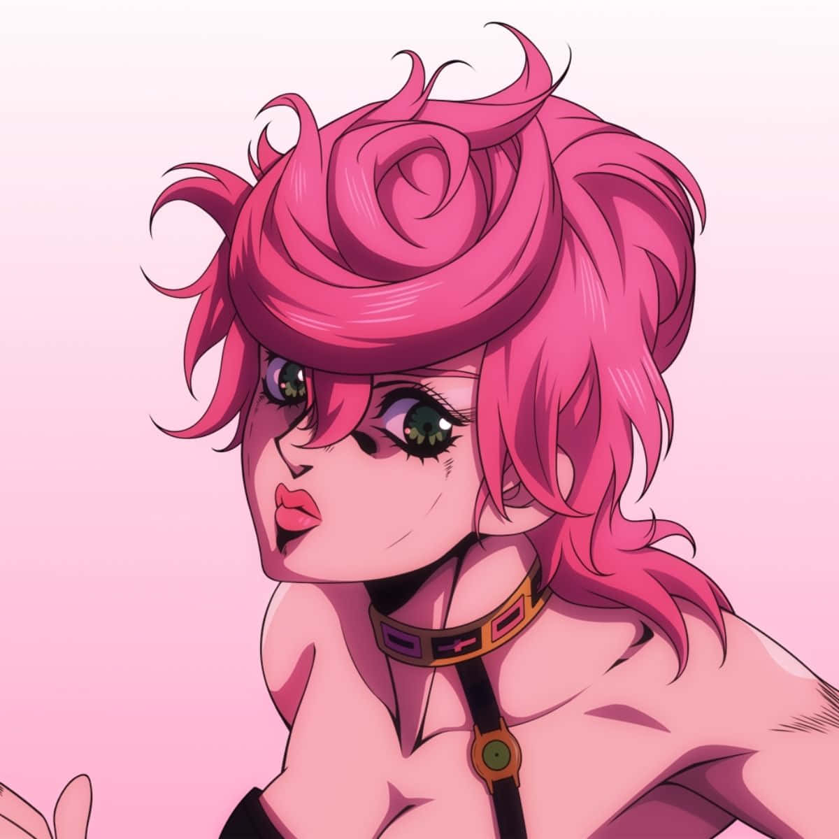 Trish Una, vibrant pink hair, rose shape, SD Desktop Wallpaper