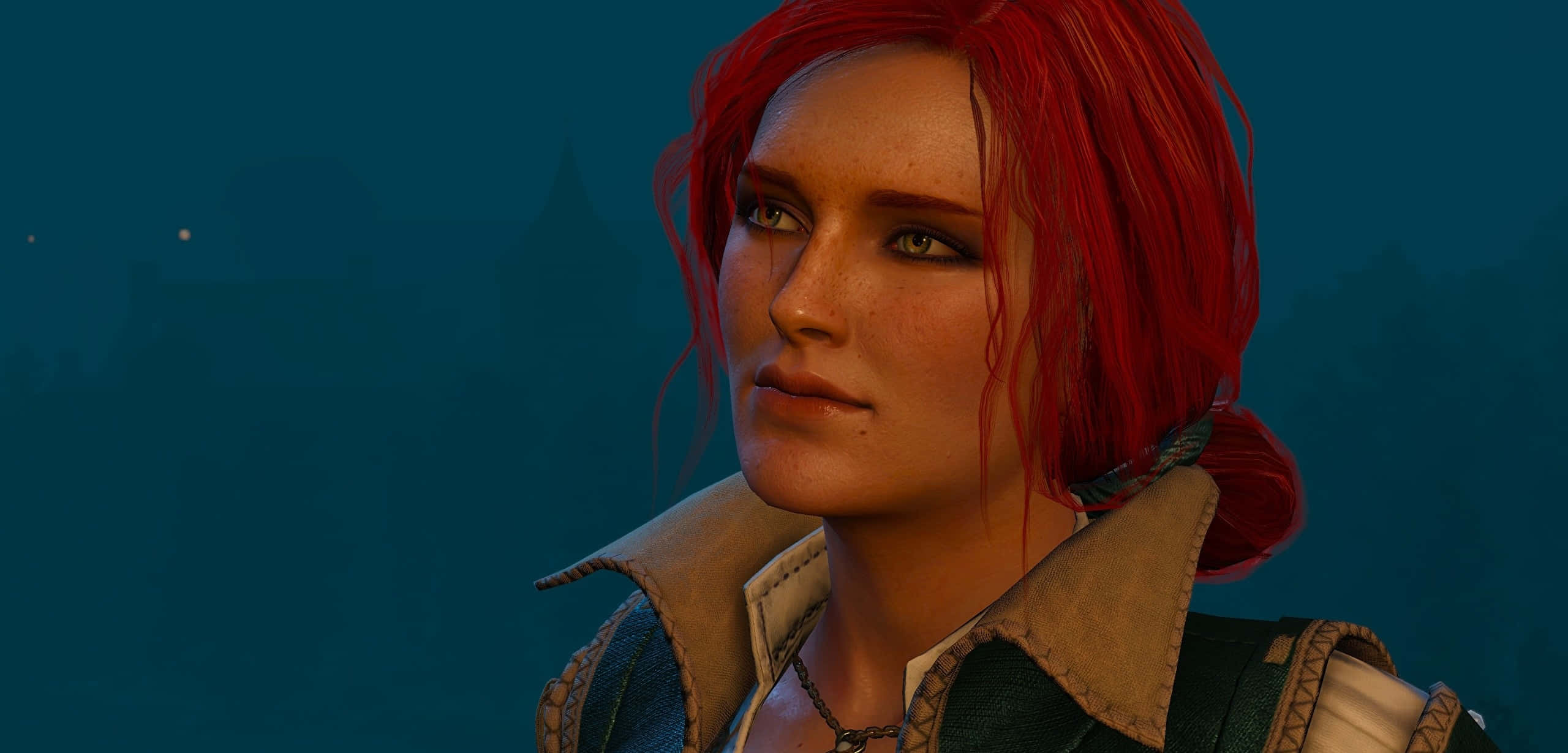 Triss Merigold, red-haired woman, leather jacket, 2K Desktop Wallpaper