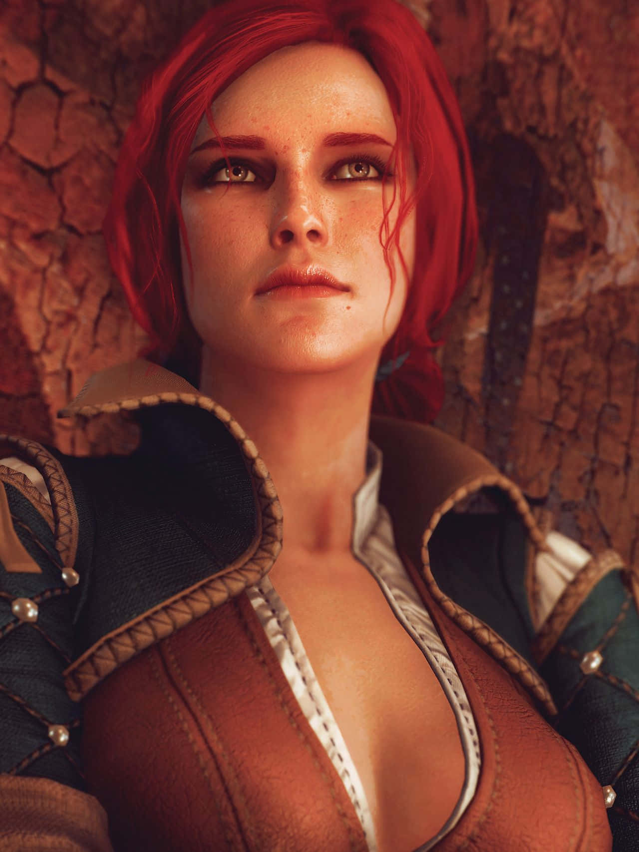 Triss Merigold, fierce red-haired woman, leather armor, HD Phone Wallpaper