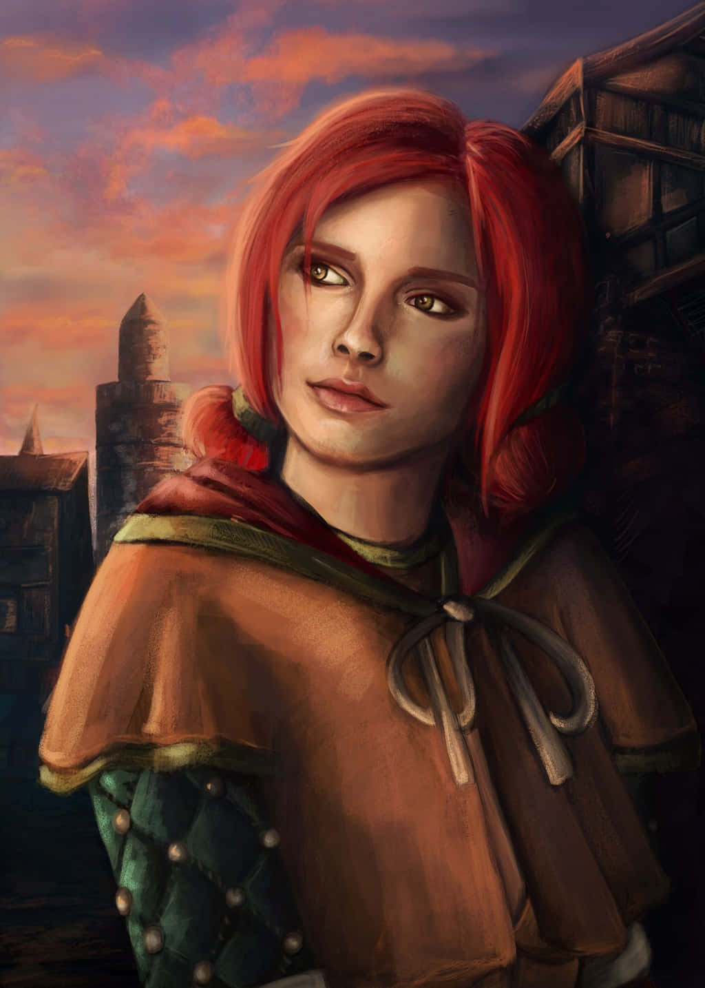 Triss Merigold, red-haired woman, brown cloak, HD Phone Wallpaper