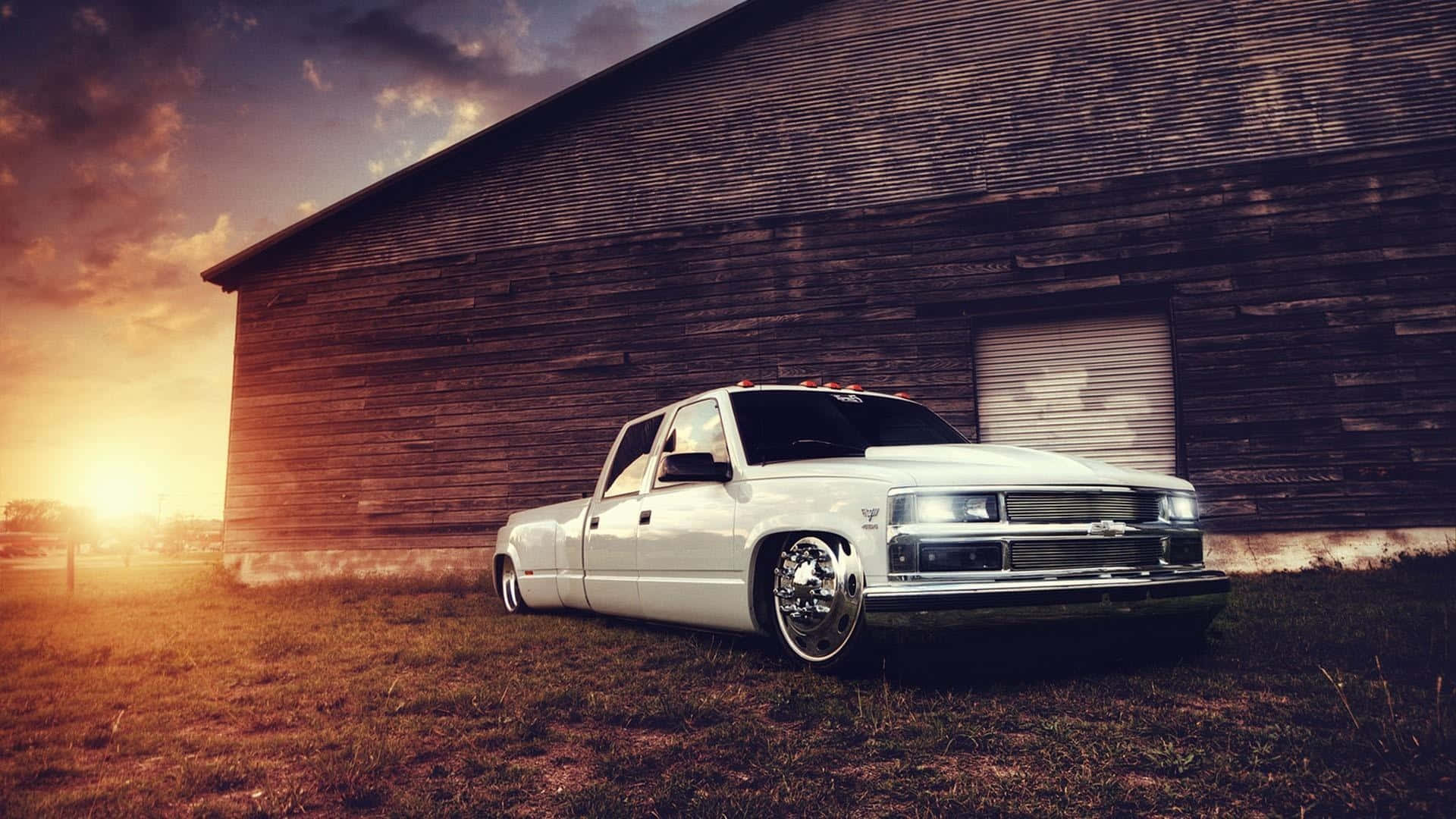 Chevrolet pickup truck, white, lifted, Full HD Desktop Wallpaper