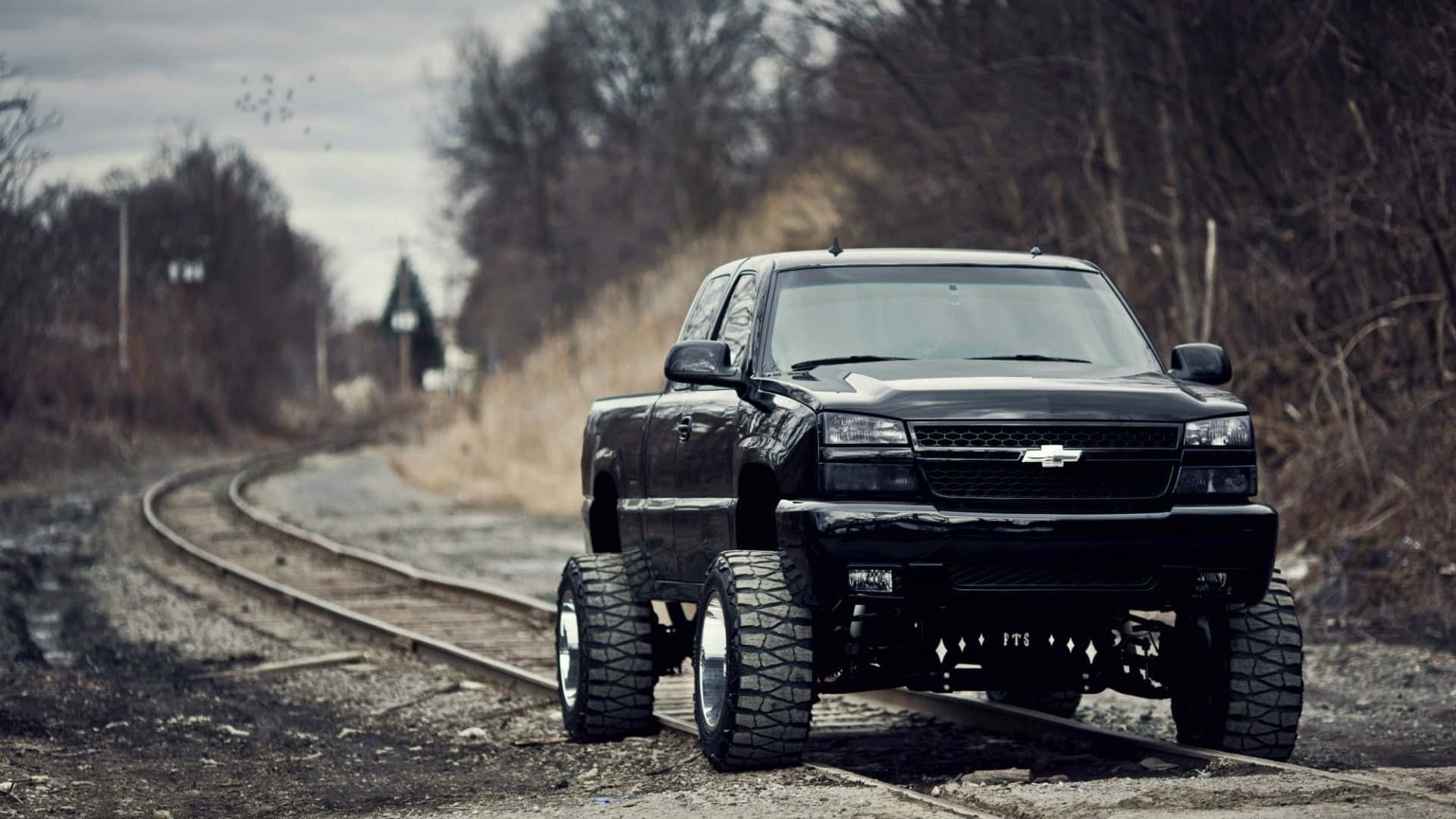 Chevrolet pickup truck, lifted, oversized tires, Full HD Desktop Wallpaper