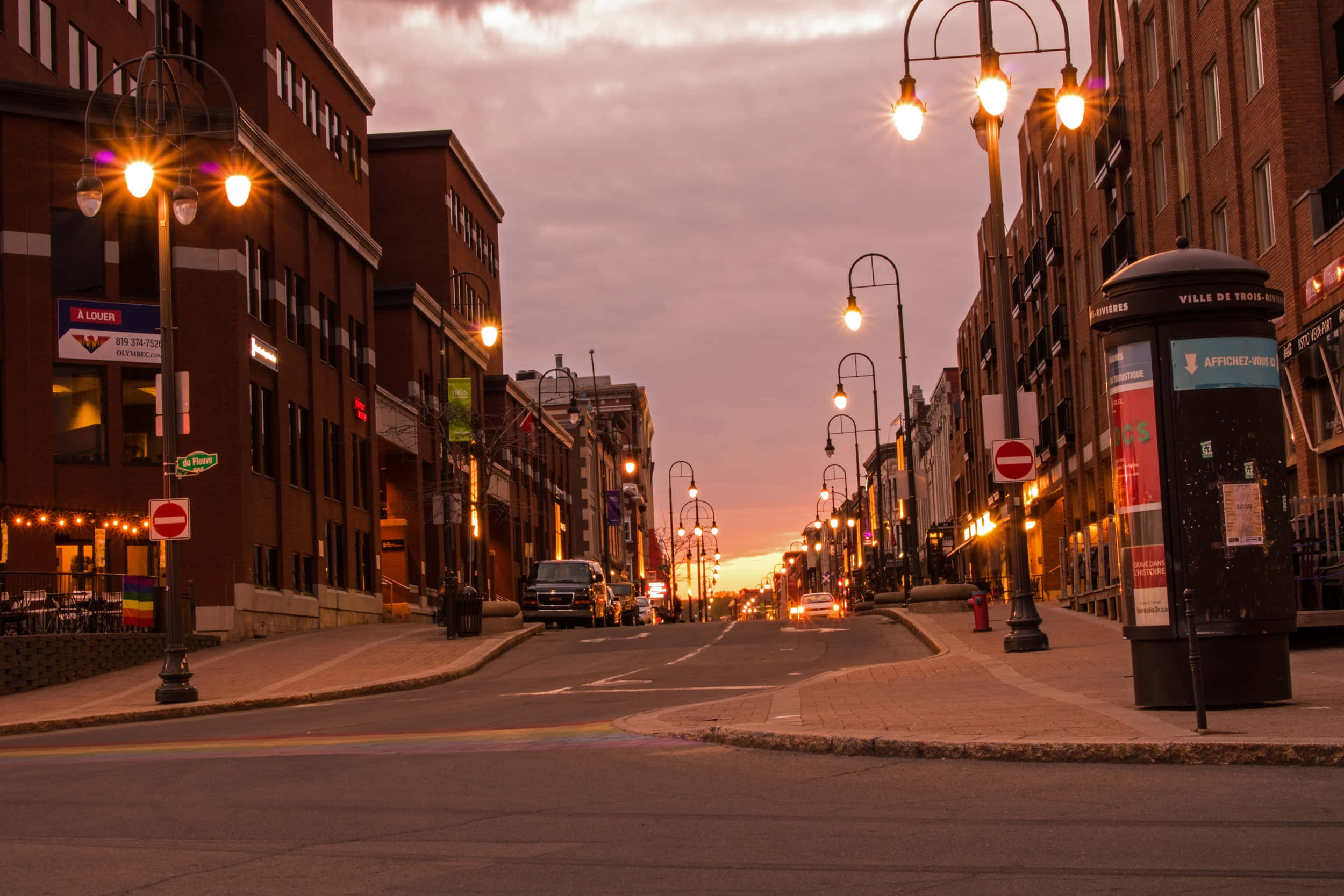 Trois Rivieres, cityscape, dusk, Full HD Desktop Wallpaper