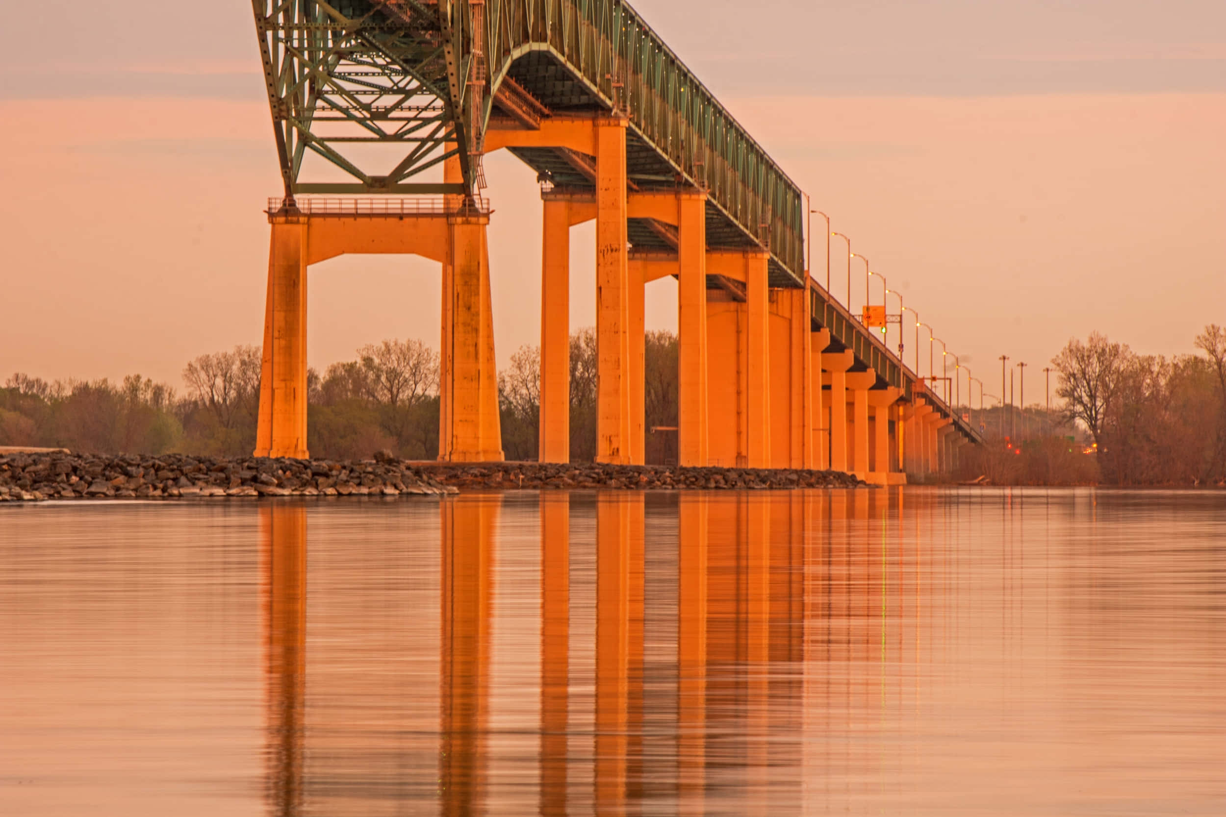 Trois Rivieres, golden hour, bridge, Full HD Desktop Wallpaper