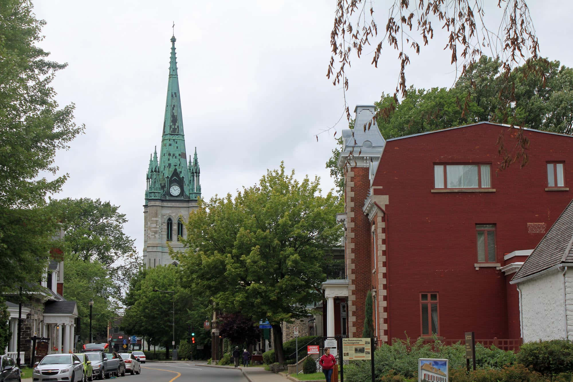 Trois-Rivieres, dusk, historic church steeple, Full HD Desktop Wallpaper