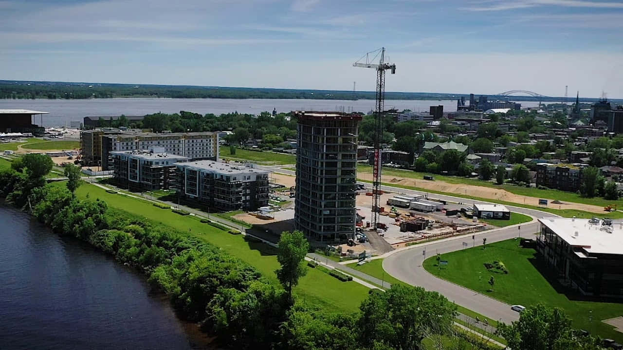 Trois Rivieres, aerial view, modern high-rise construction, HD Desktop Wallpaper