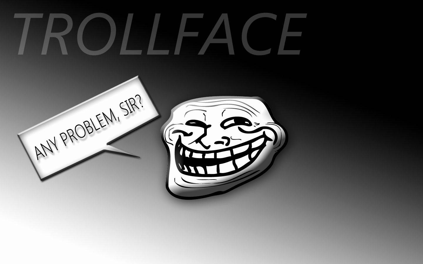 trollface, wide grin, speech bubble, HD Desktop Wallpaper