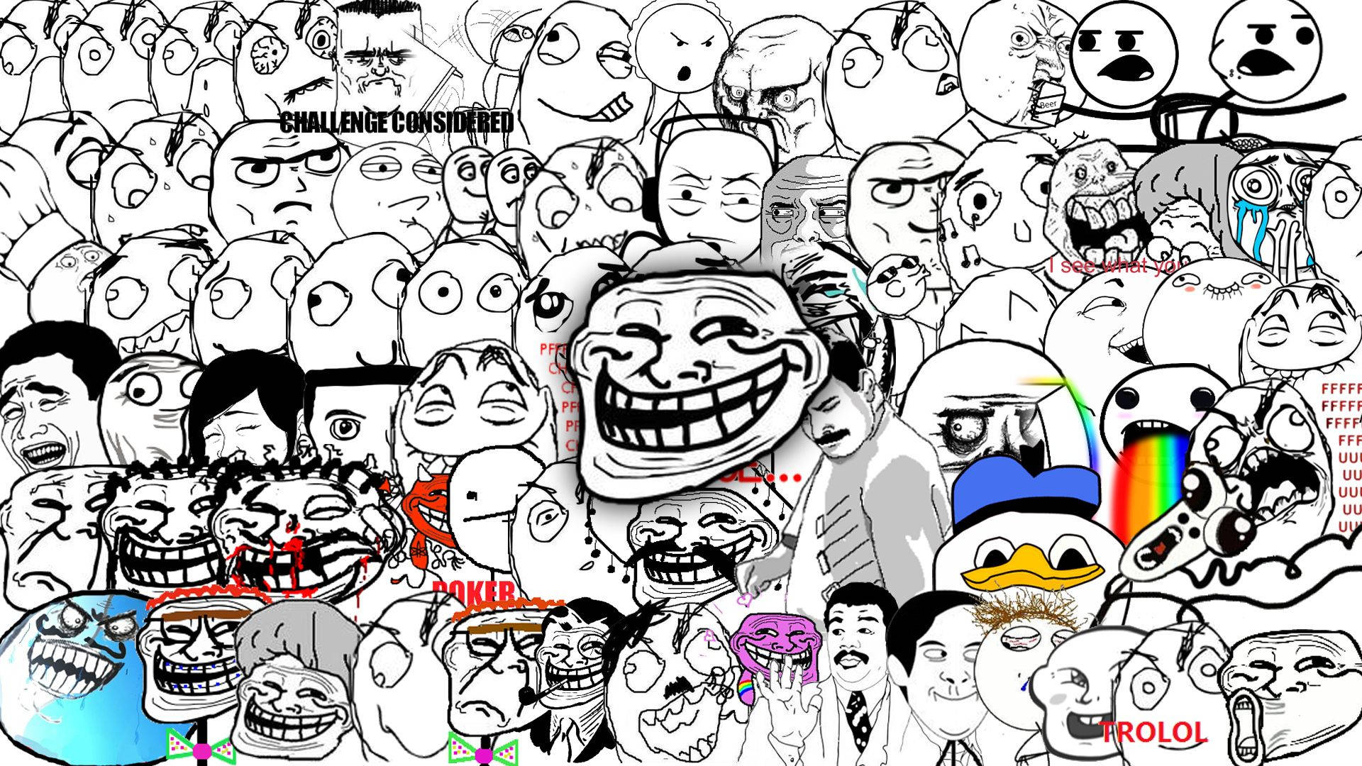 Troll Face, internet memes, cartoon faces, Full HD Desktop Wallpaper