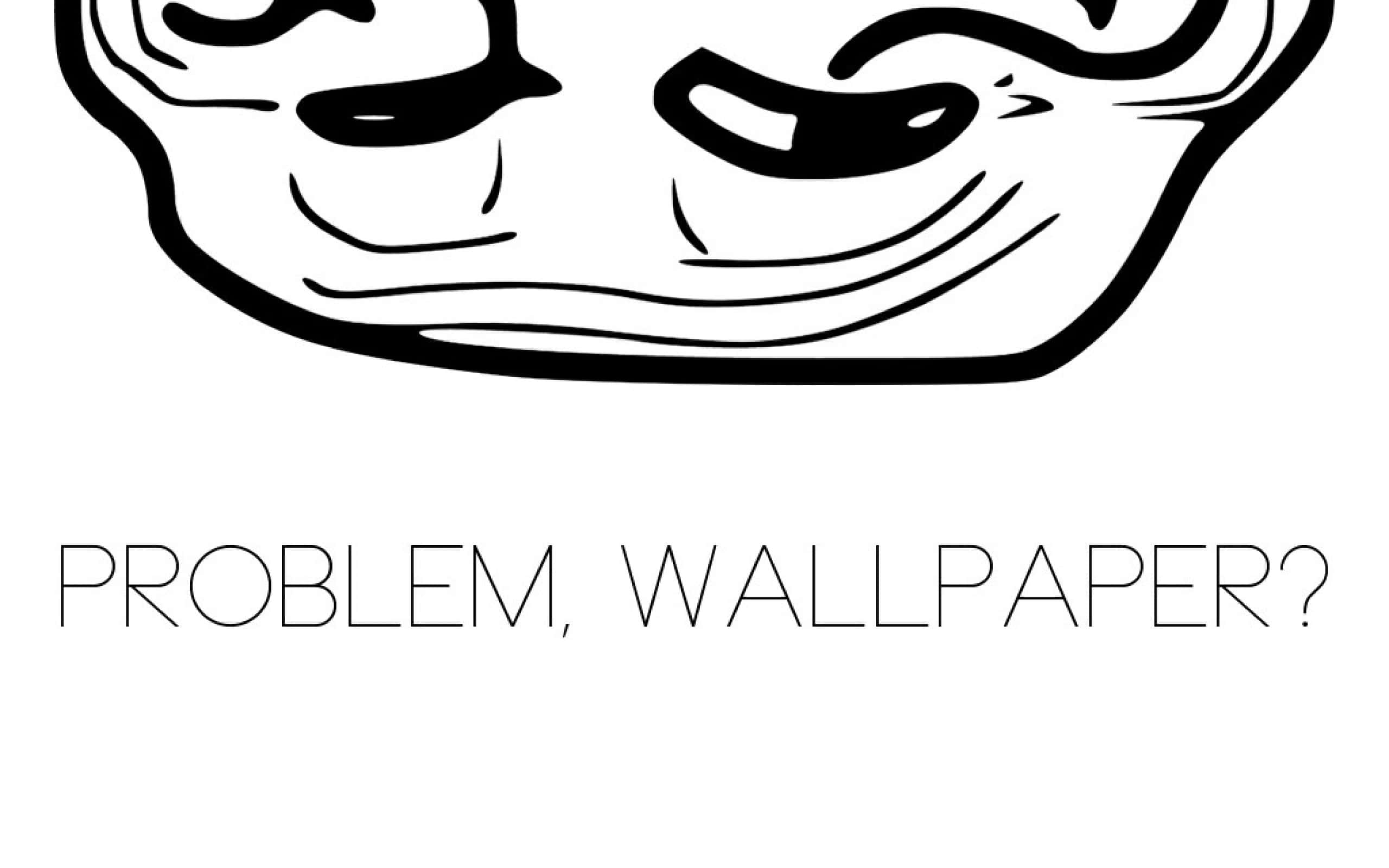 Troll Face, black line drawing, smug face, 2K Desktop Wallpaper