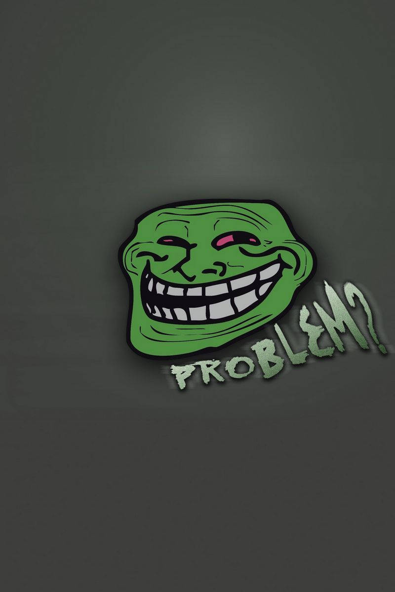 Troll Face, green cartoon troll face, wide grin, SD Phone Wallpaper