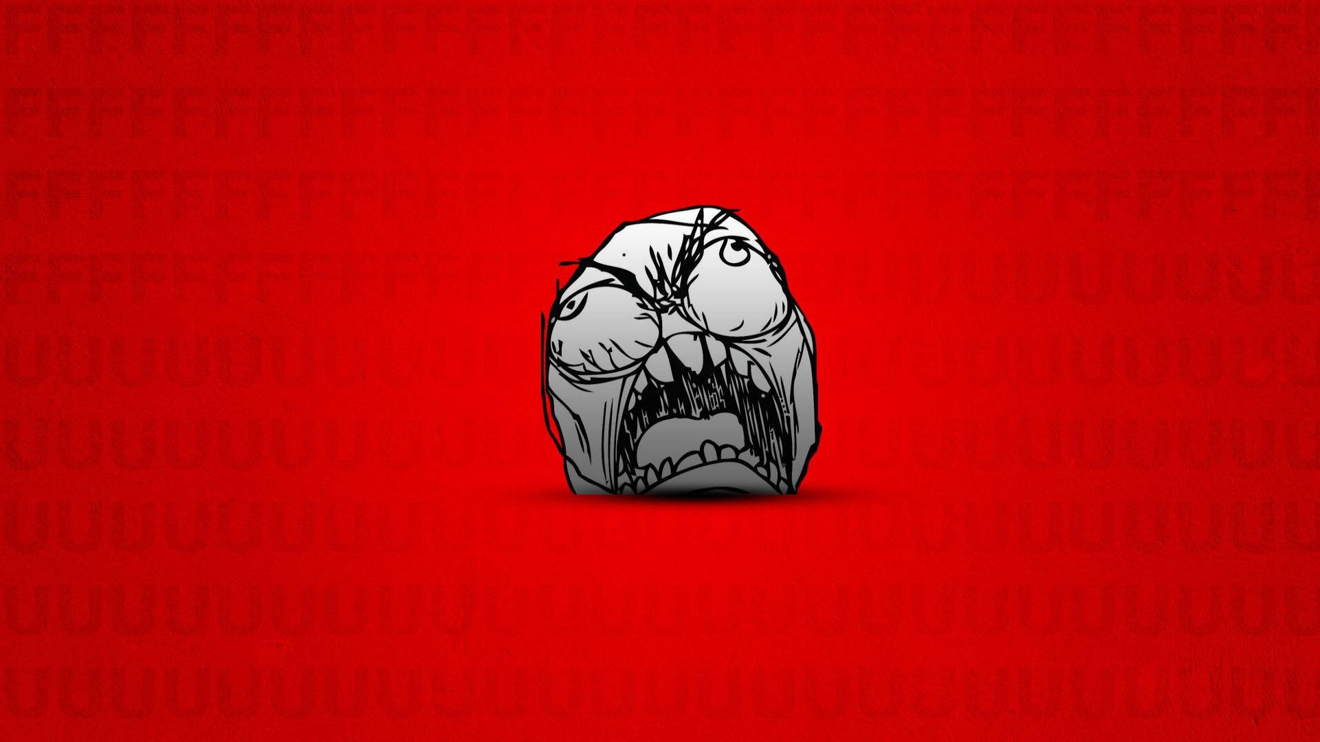 Troll Face, vibrant red background, cartoonishly angry face, Full HD Desktop Wallpaper
