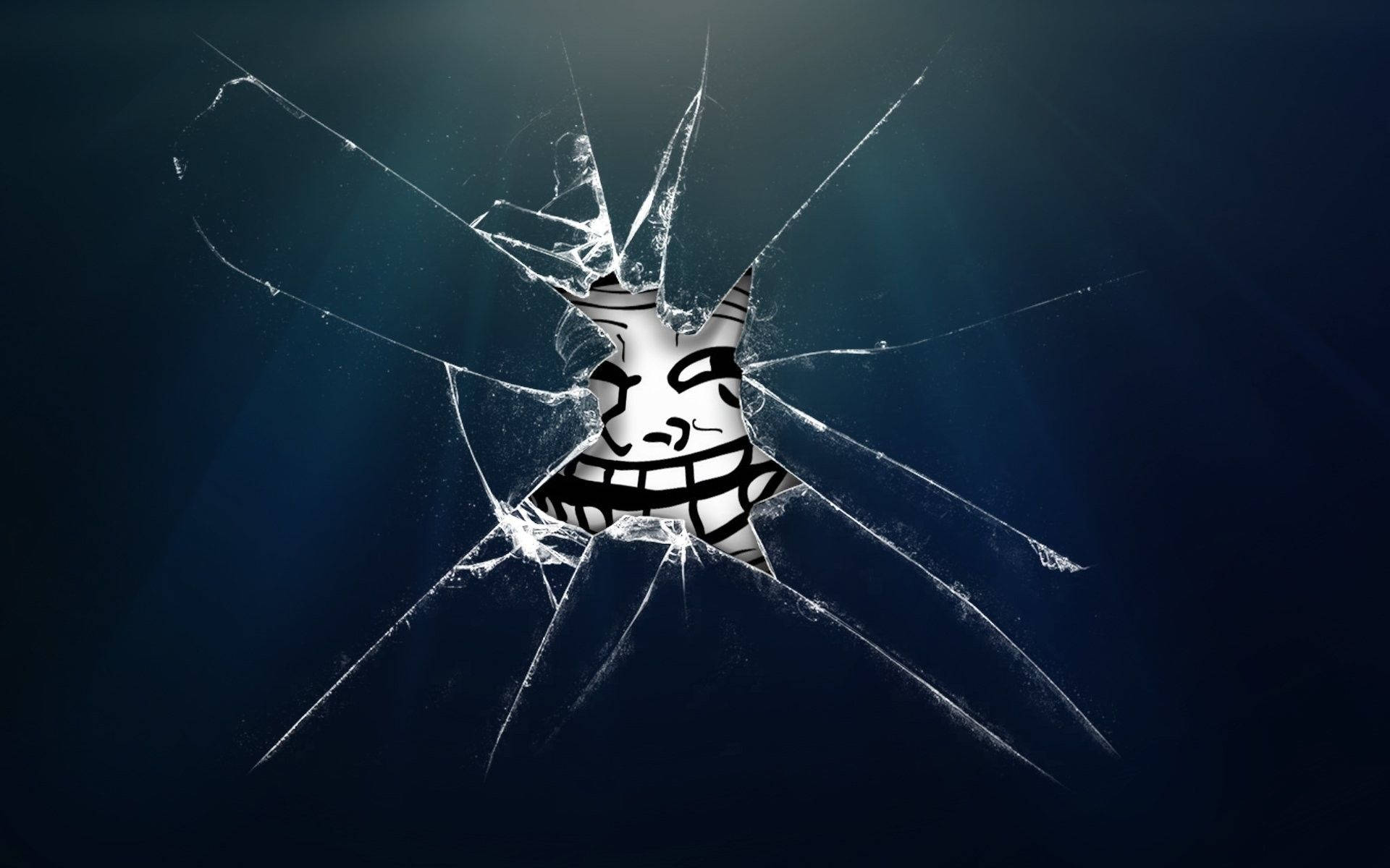 Troll Face, grinning cartoon face, dark blue background, Full HD Desktop Wallpaper