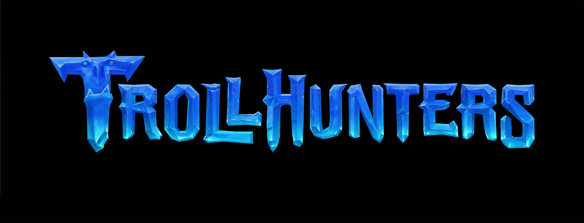 Trollhunters Tales of Arcadia, blue logo, glowing blue crystalline text, Full HD Desktop Wallpaper