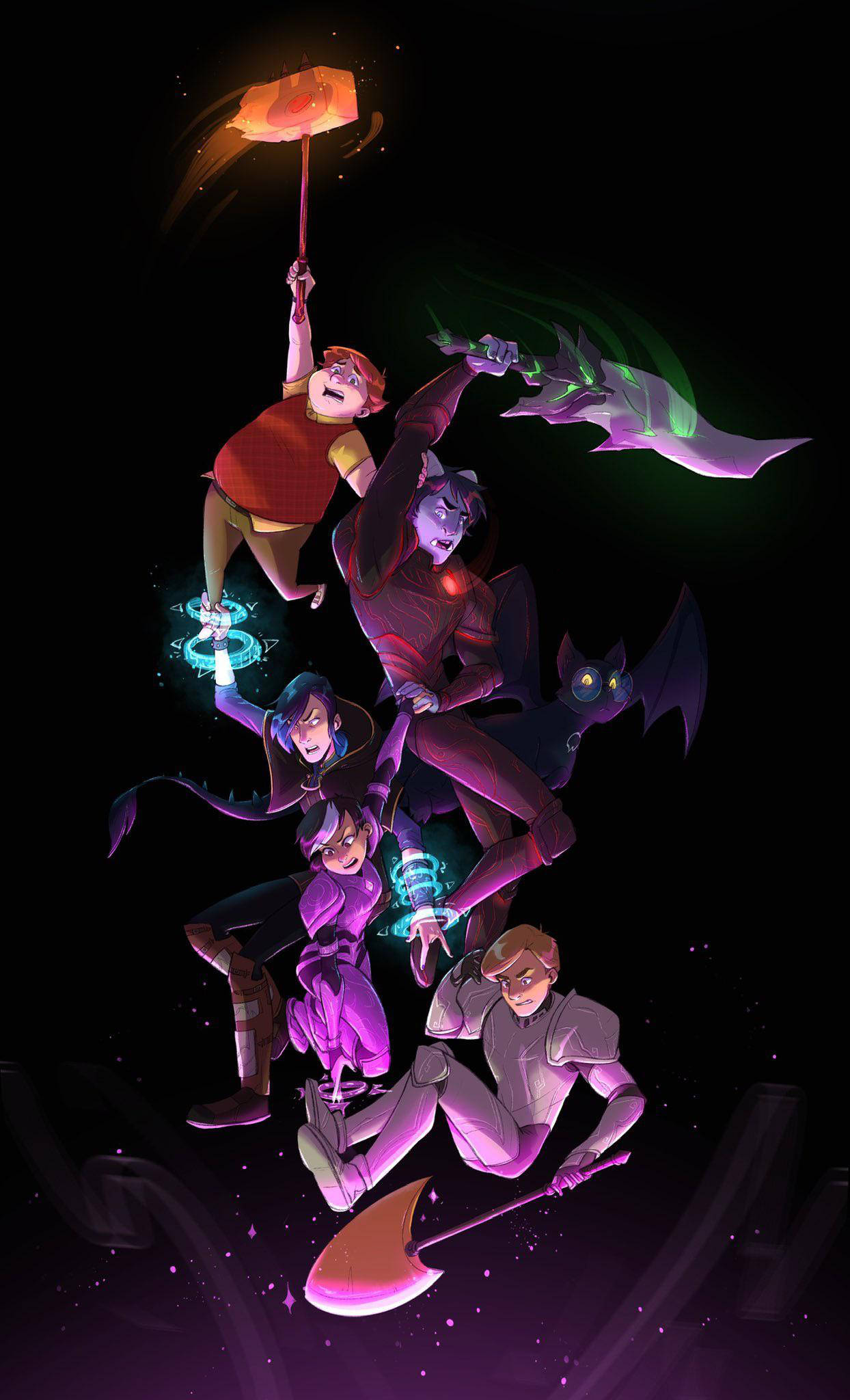 Trollhunters Tales of Arcadia, anime characters, glowing weapons, Full HD Phone Wallpaper