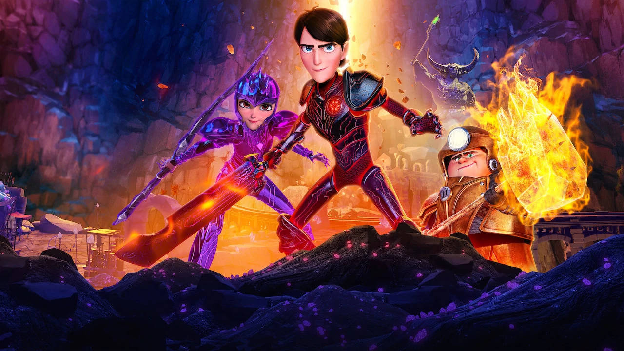 Trollhunters: Tales of Arcadia, glowing armor, fiery cave, HD Desktop Wallpaper