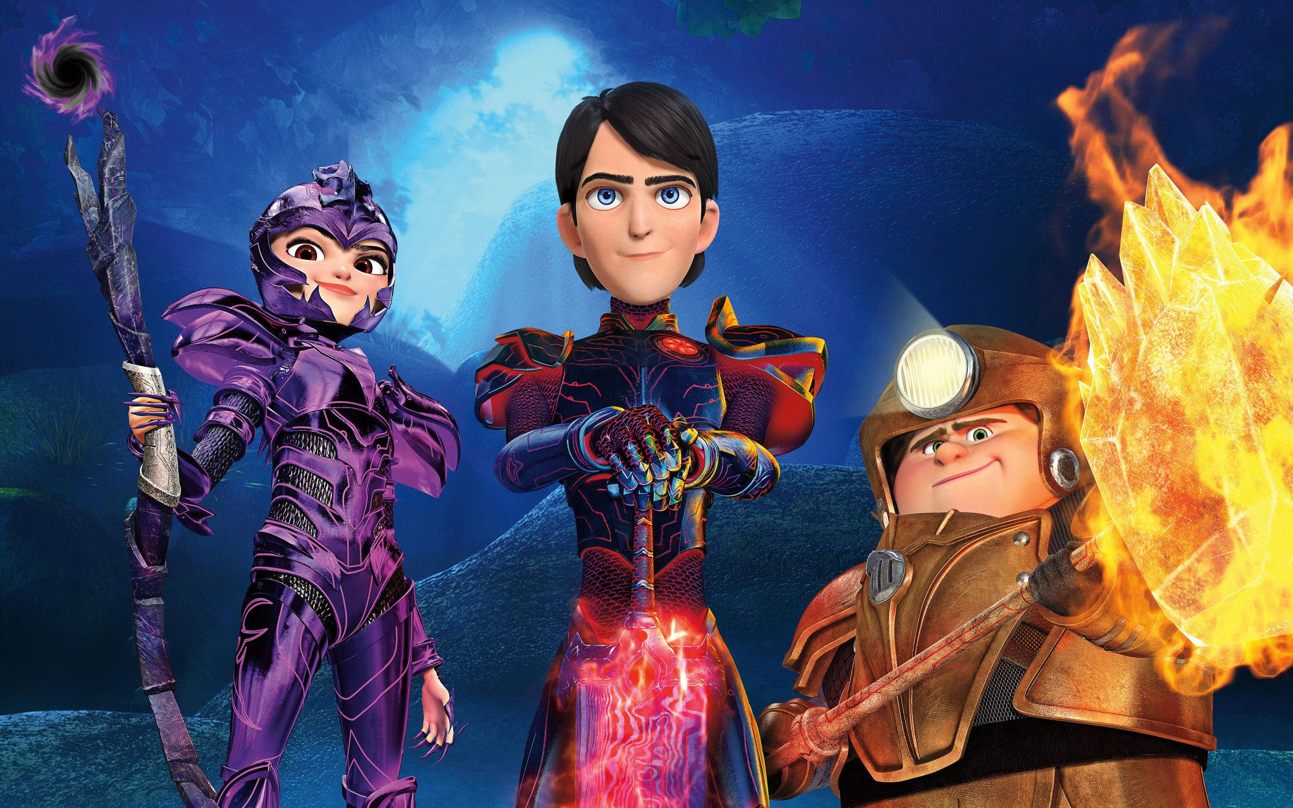 Trollhunters Tales of Arcadia, animated heroes, vibrant armor, 2K Desktop Wallpaper