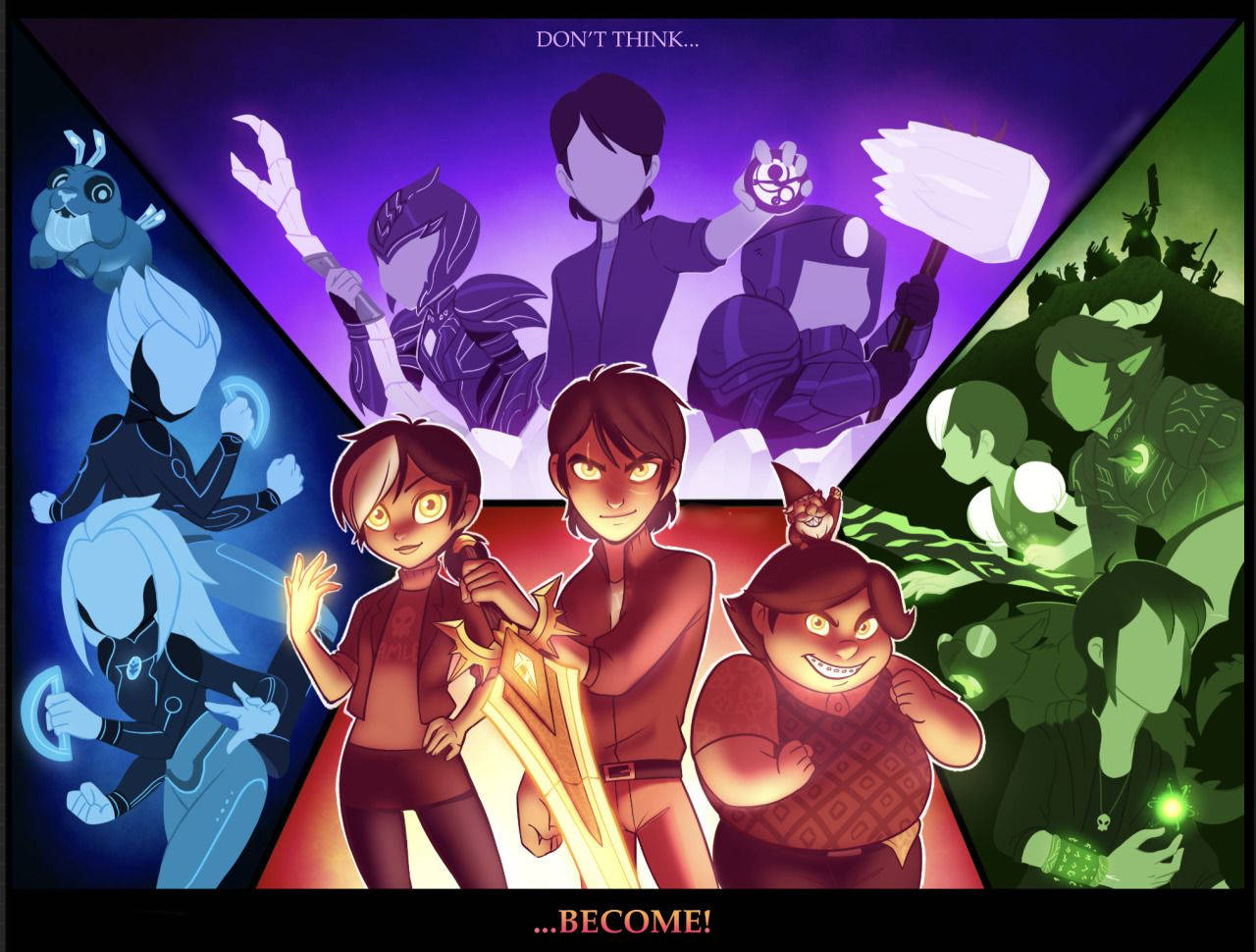 Trollhunters Tales of Arcadia, glowing weapons, spectral figures, HD Desktop Wallpaper