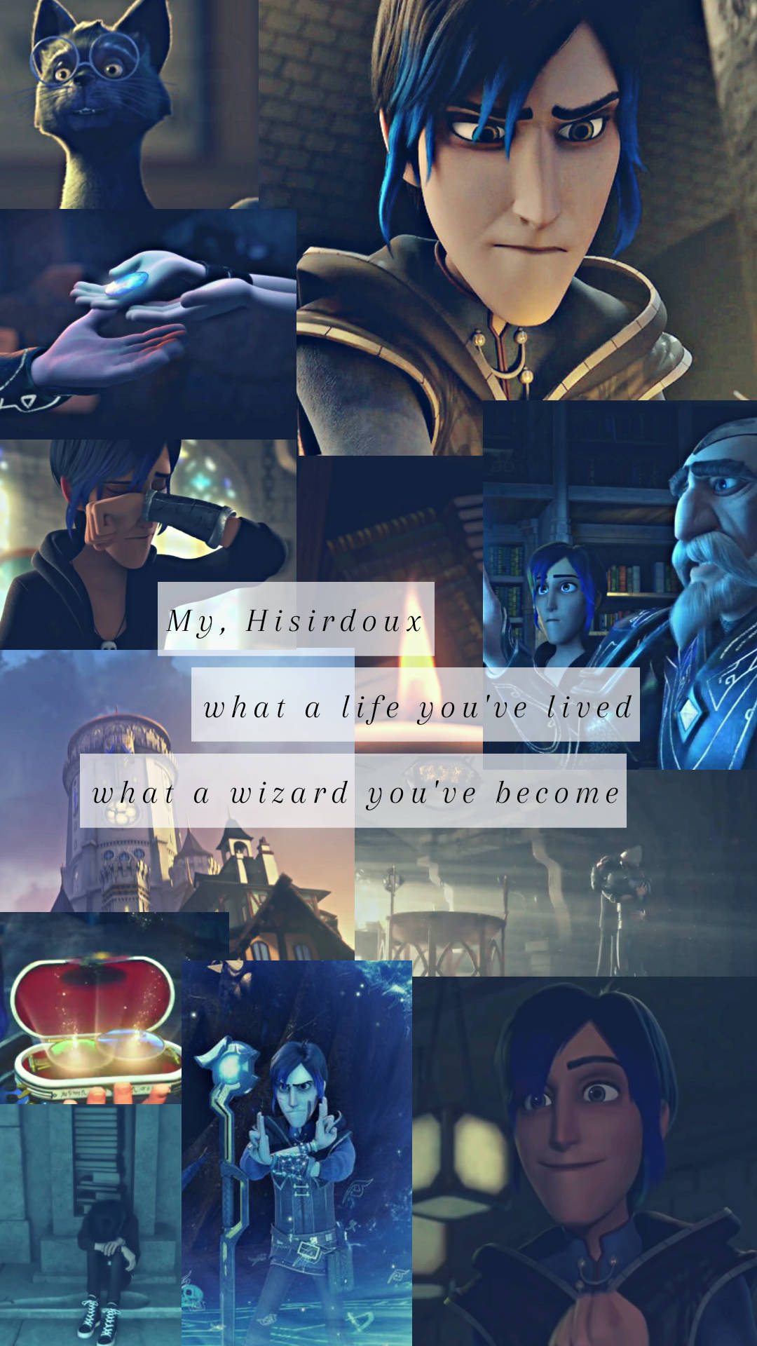 Trollhunters Tales of Arcadia, blue-haired wizard, glowing artifacts, Full HD Phone Wallpaper