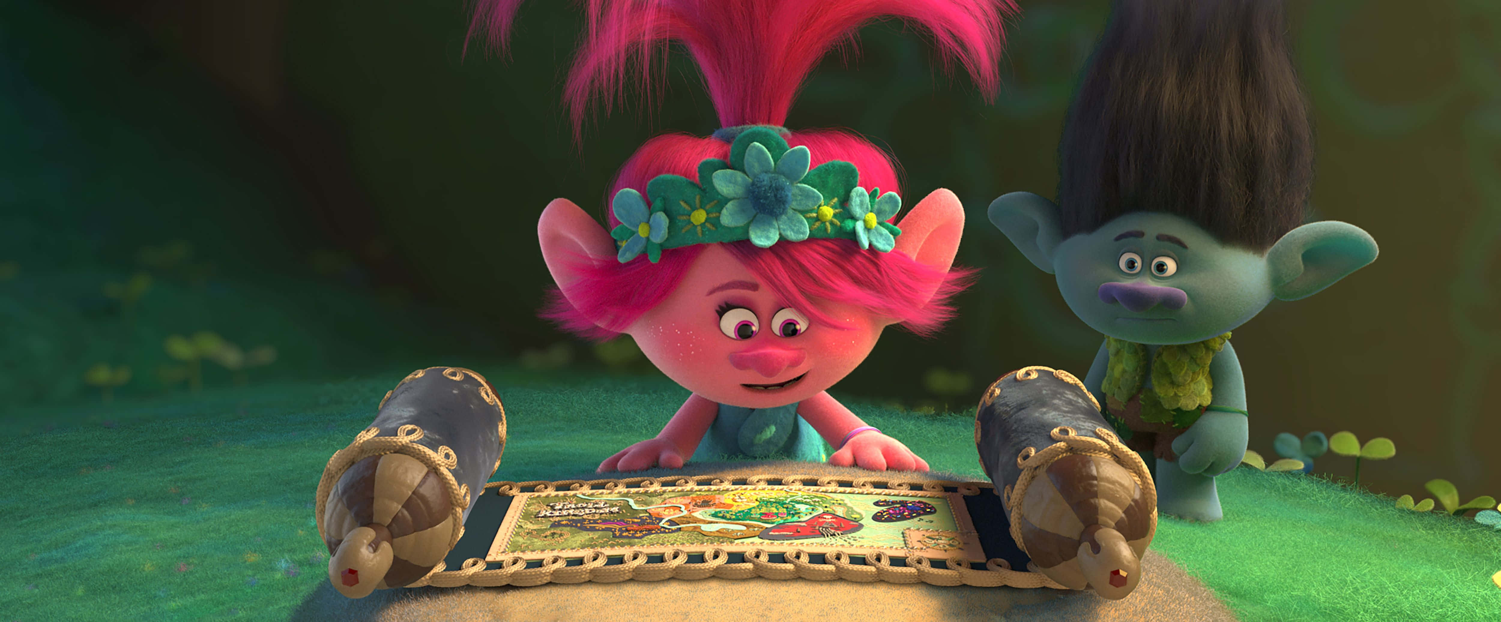 Trolls World Tour, pink-haired troll, flower crown, 4K Desktop Wallpaper