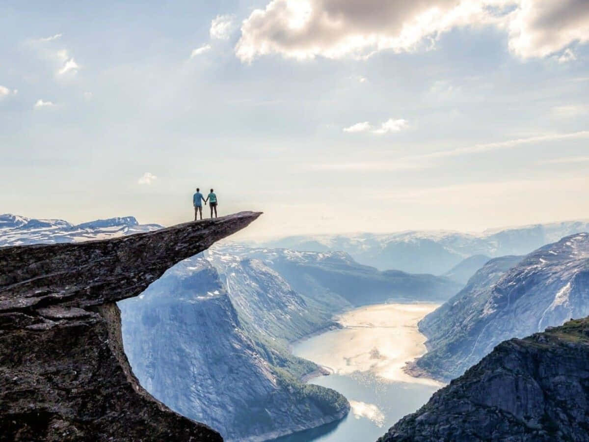 Trolltunga, massive cliff, winding fjord, SD Desktop Wallpaper