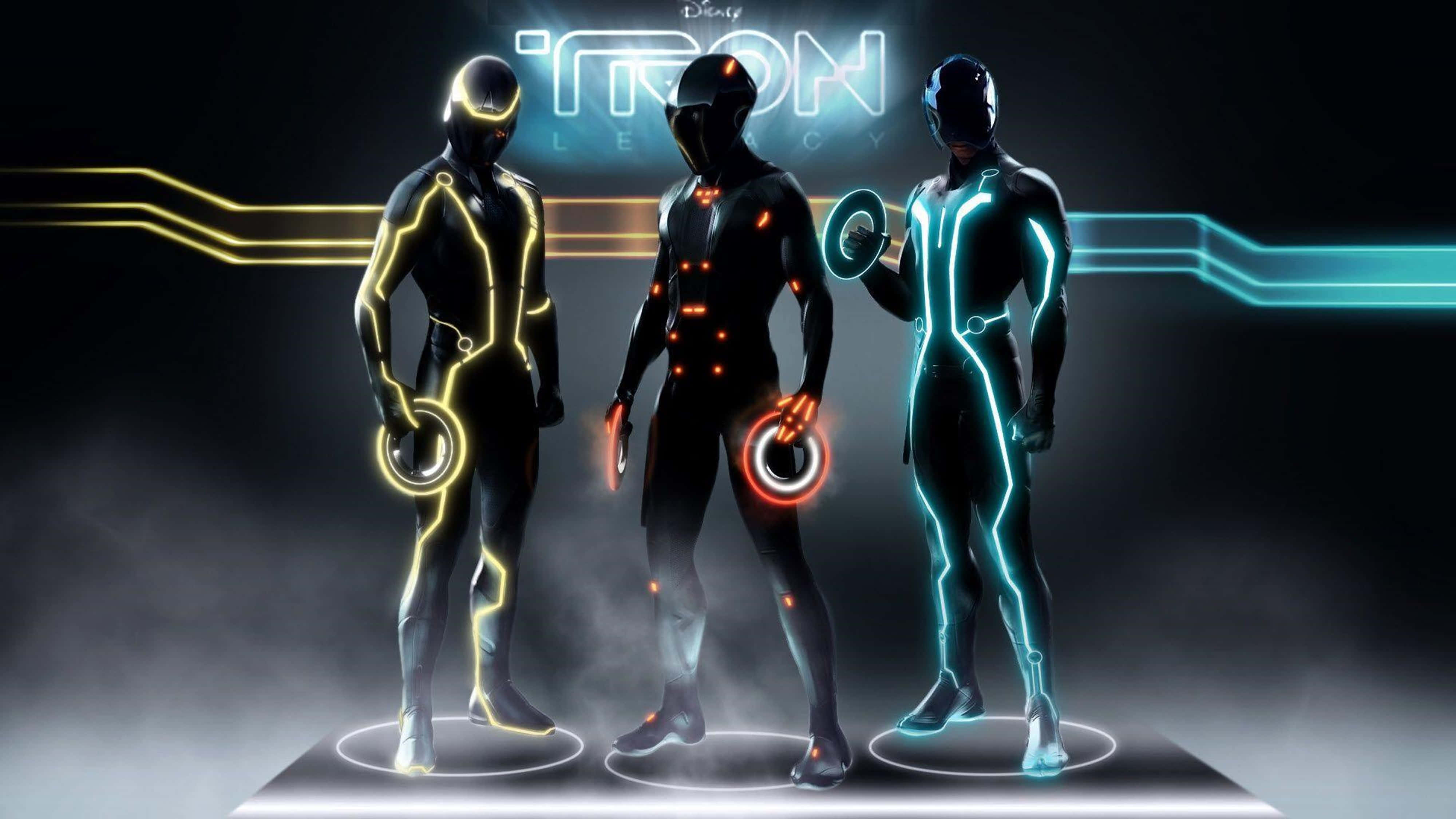 Tron, neon-lit, glowing circles, 4K Desktop Wallpaper