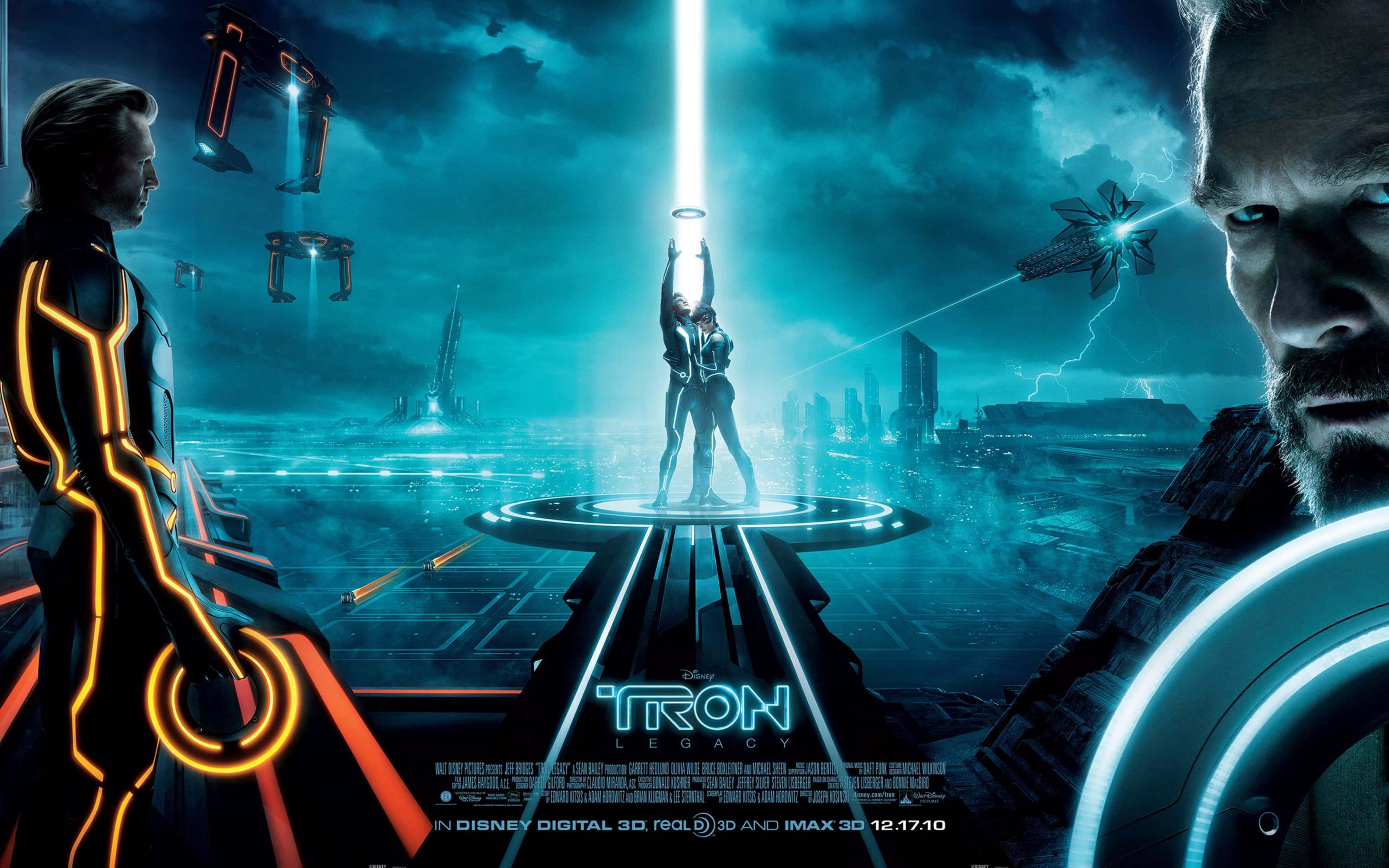 Tron, 4K, neon-lit digital cityscape, 4K Desktop Wallpaper
