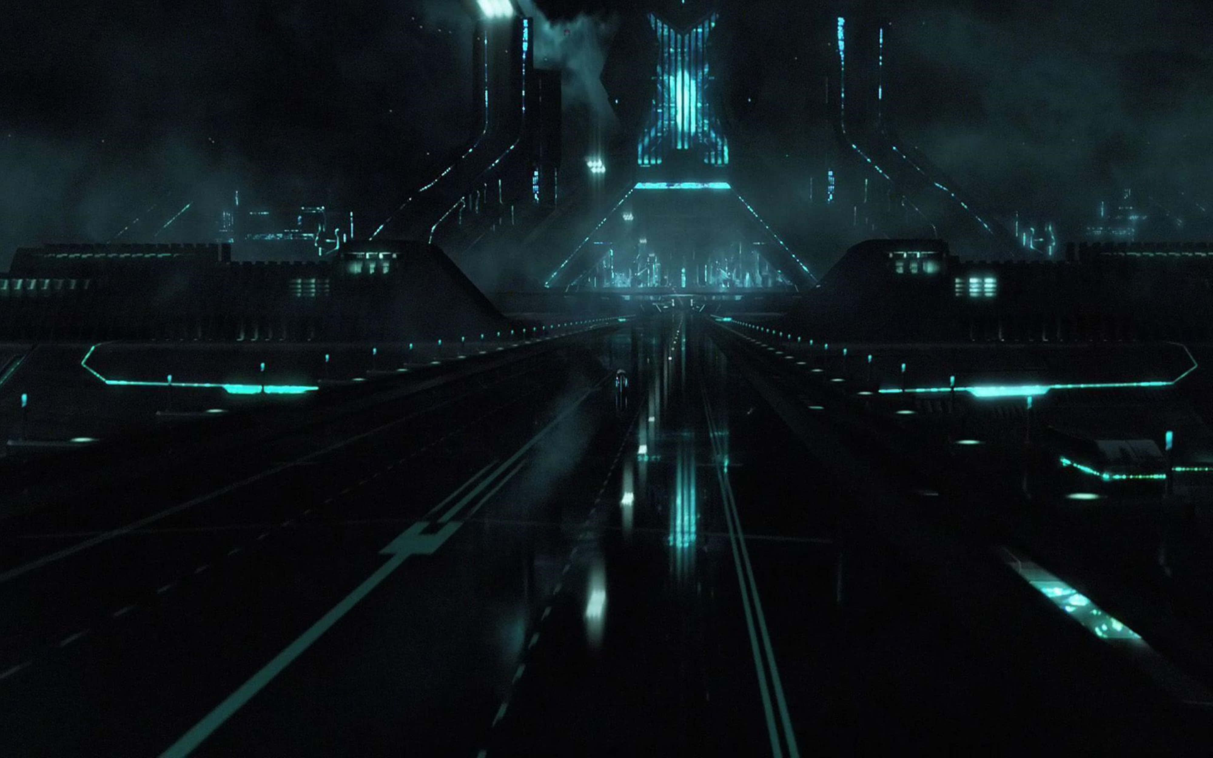 Tron, neon lights, glowing blue, 4K Desktop Wallpaper