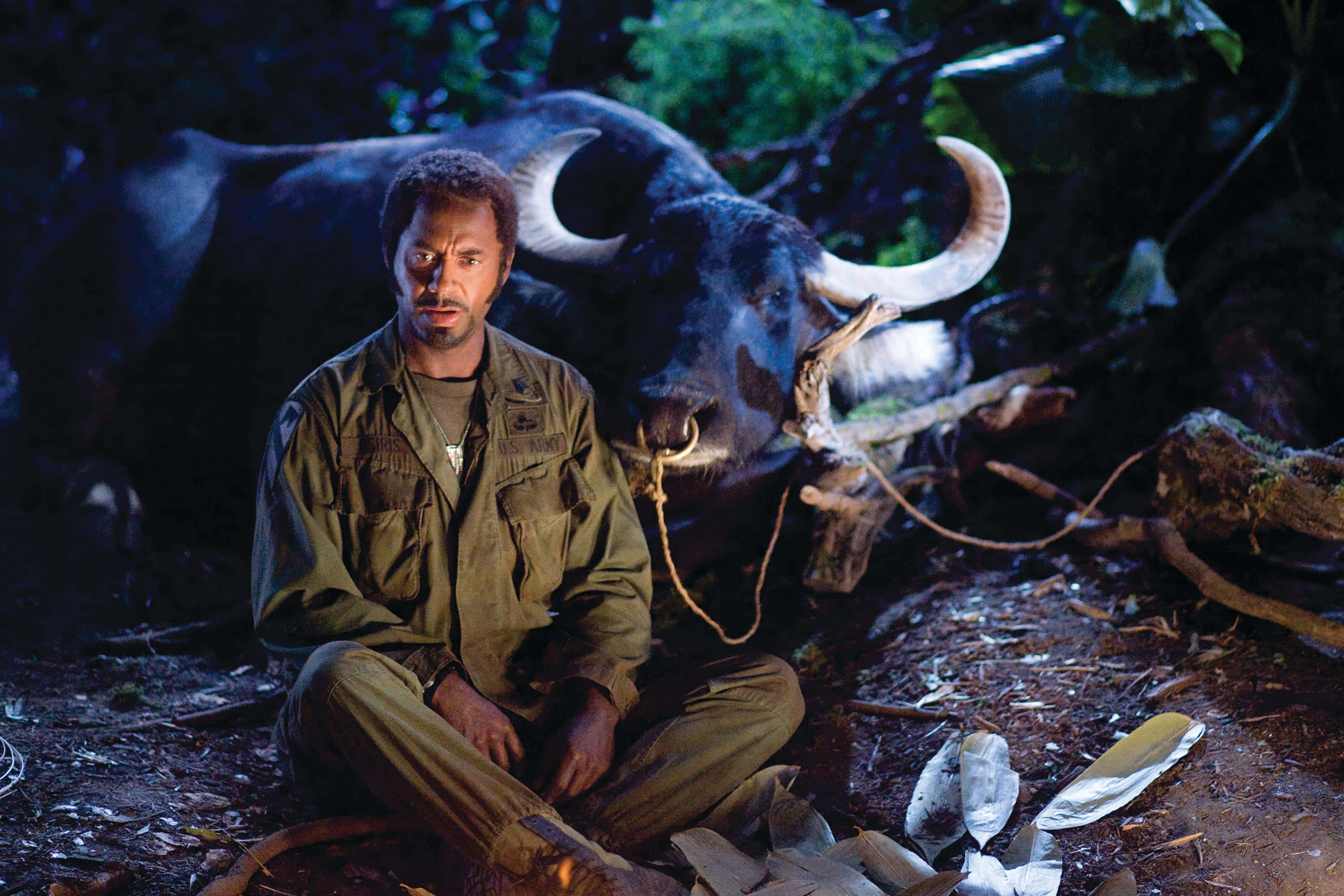 Tropic Thunder, water buffalo, olive gear, 2K Desktop Wallpaper