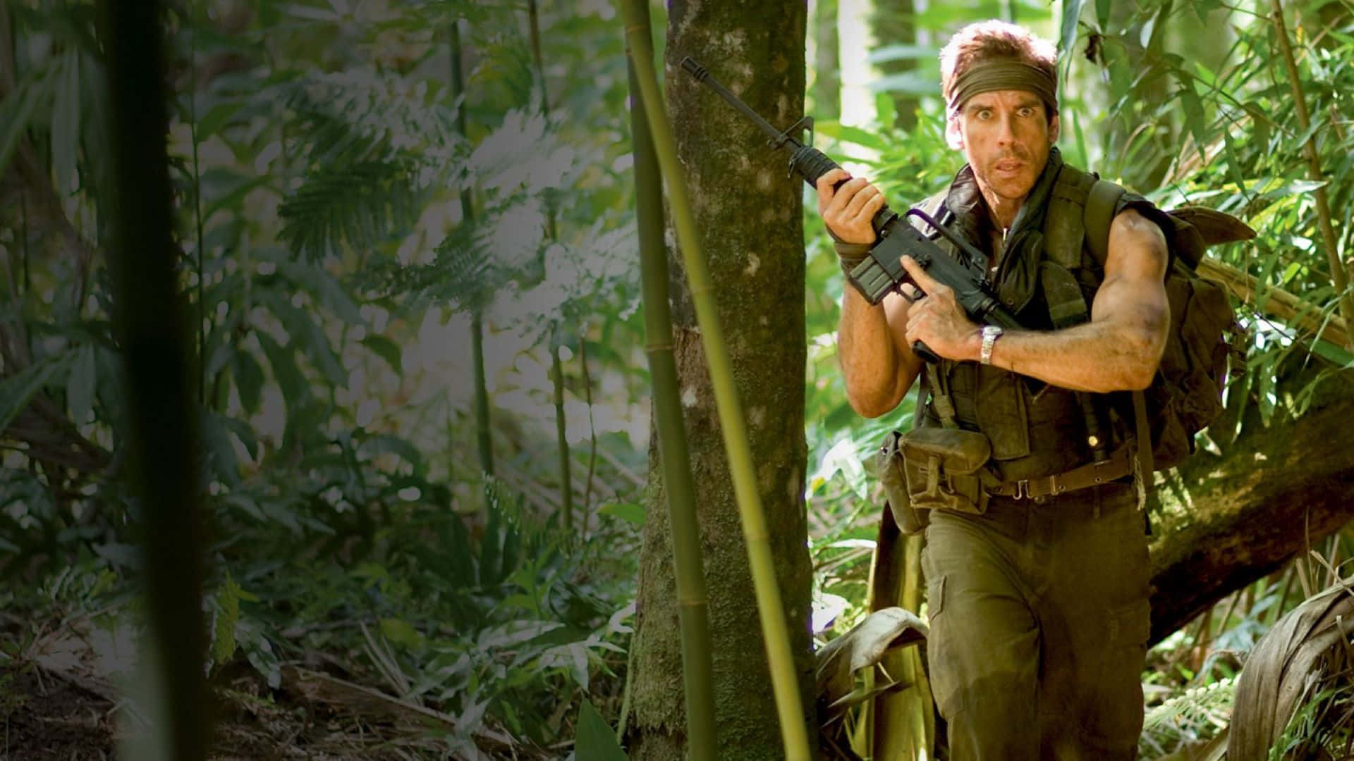 Tropic Thunder, tactical gear, assault rifle, Full HD Desktop Wallpaper