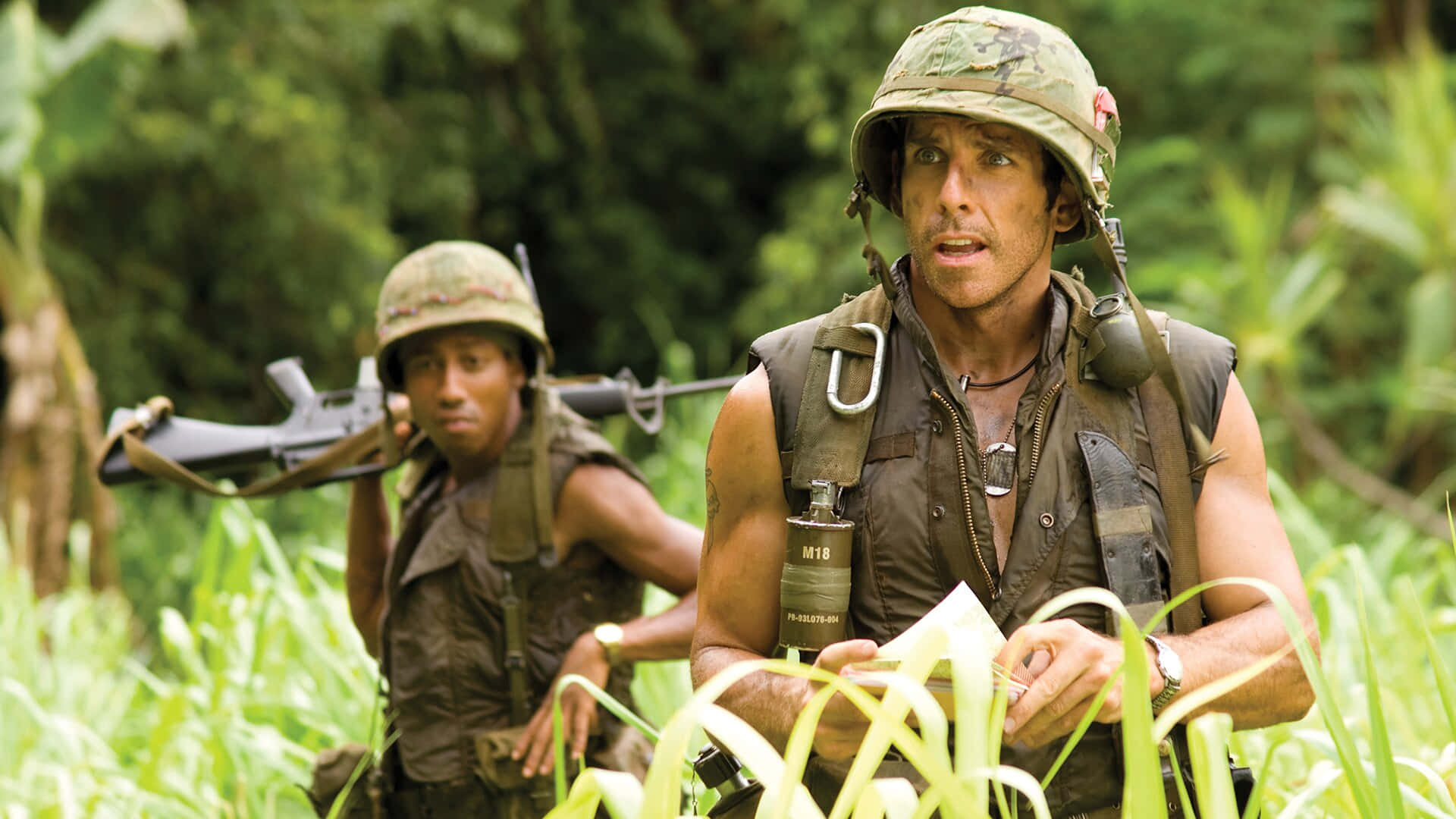 Tropic Thunder, jungle scene, camouflage gear, Full HD Desktop Wallpaper