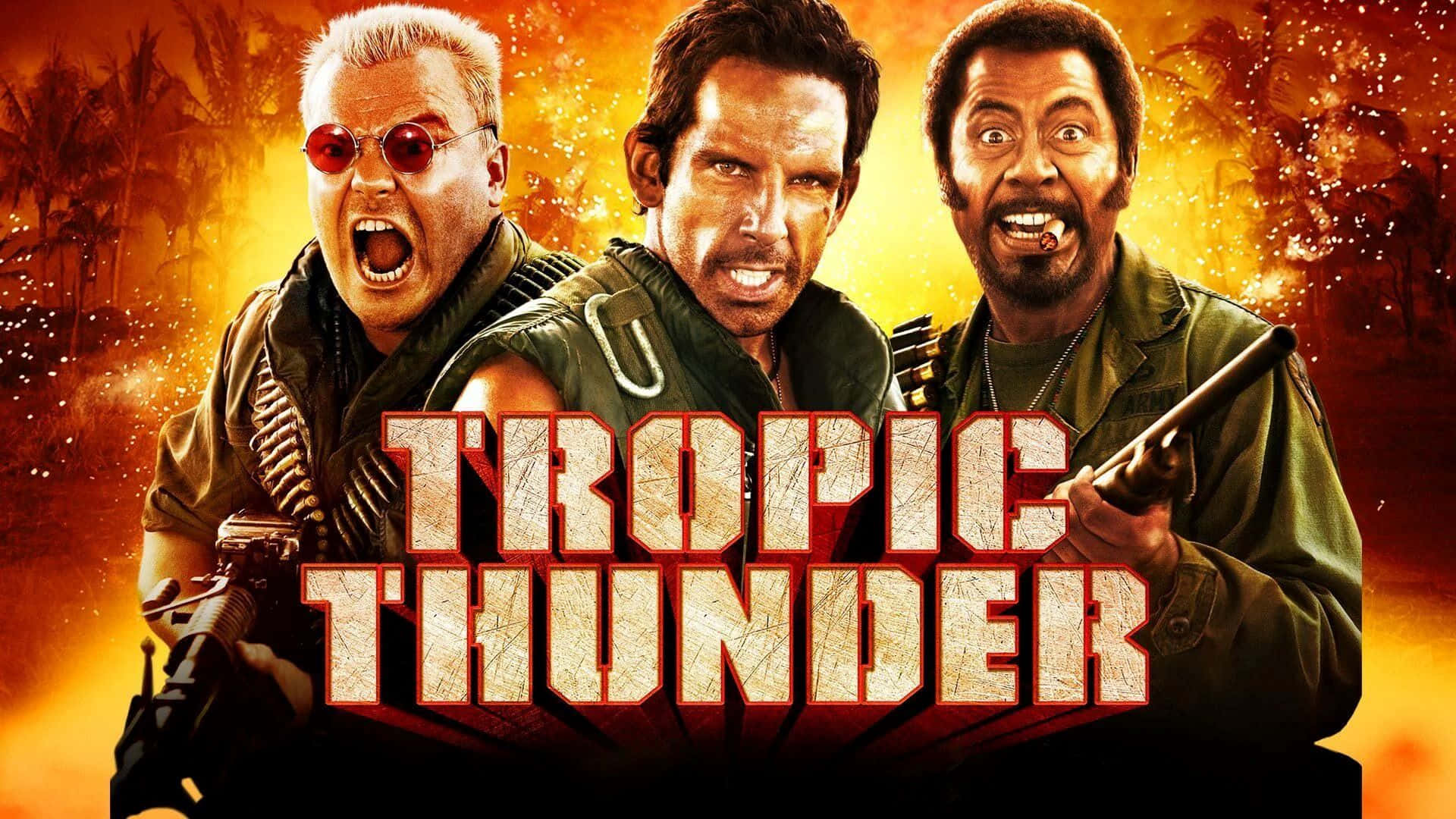 Tropic Thunder, jungle gear, guns, Full HD Desktop Wallpaper
