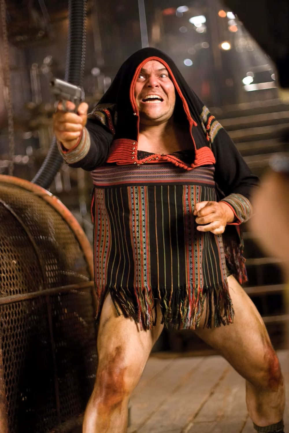 Tropic Thunder, black and red patterned hooded outfit, pistol, HD Phone Wallpaper